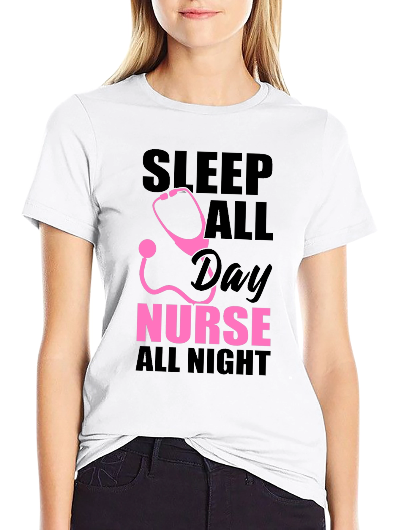Black Nurse Sleep All Day T-Shirt view 9