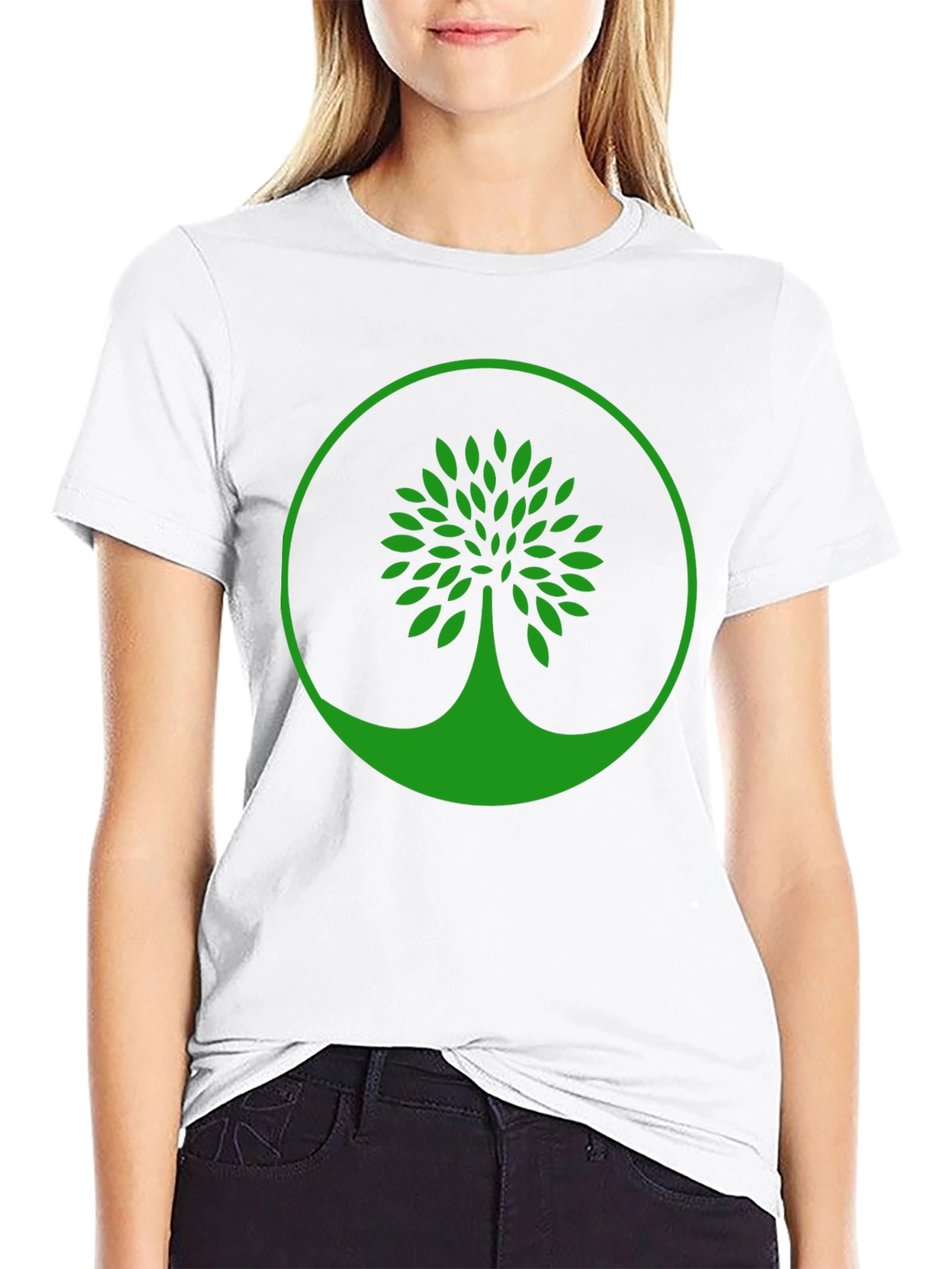 Black Green Tree Graphic Black T-Shirt view 9