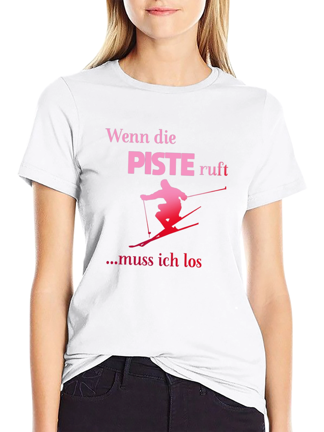 Black Funny Skiing T-Shirt: Wenn die Piste Ruft view 9