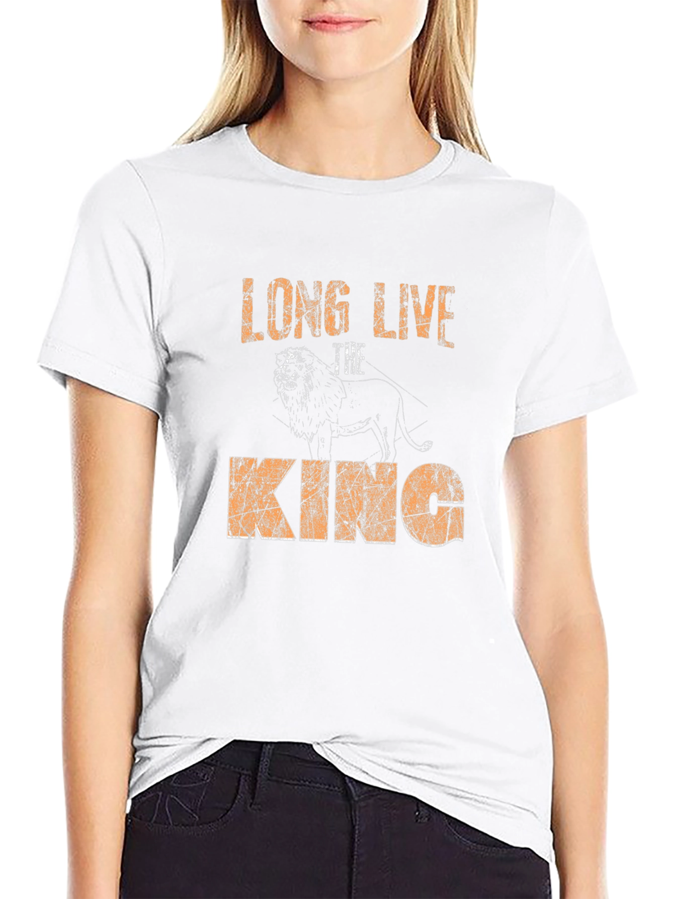 Black Long Live The King Lion Graphic Tee view 9