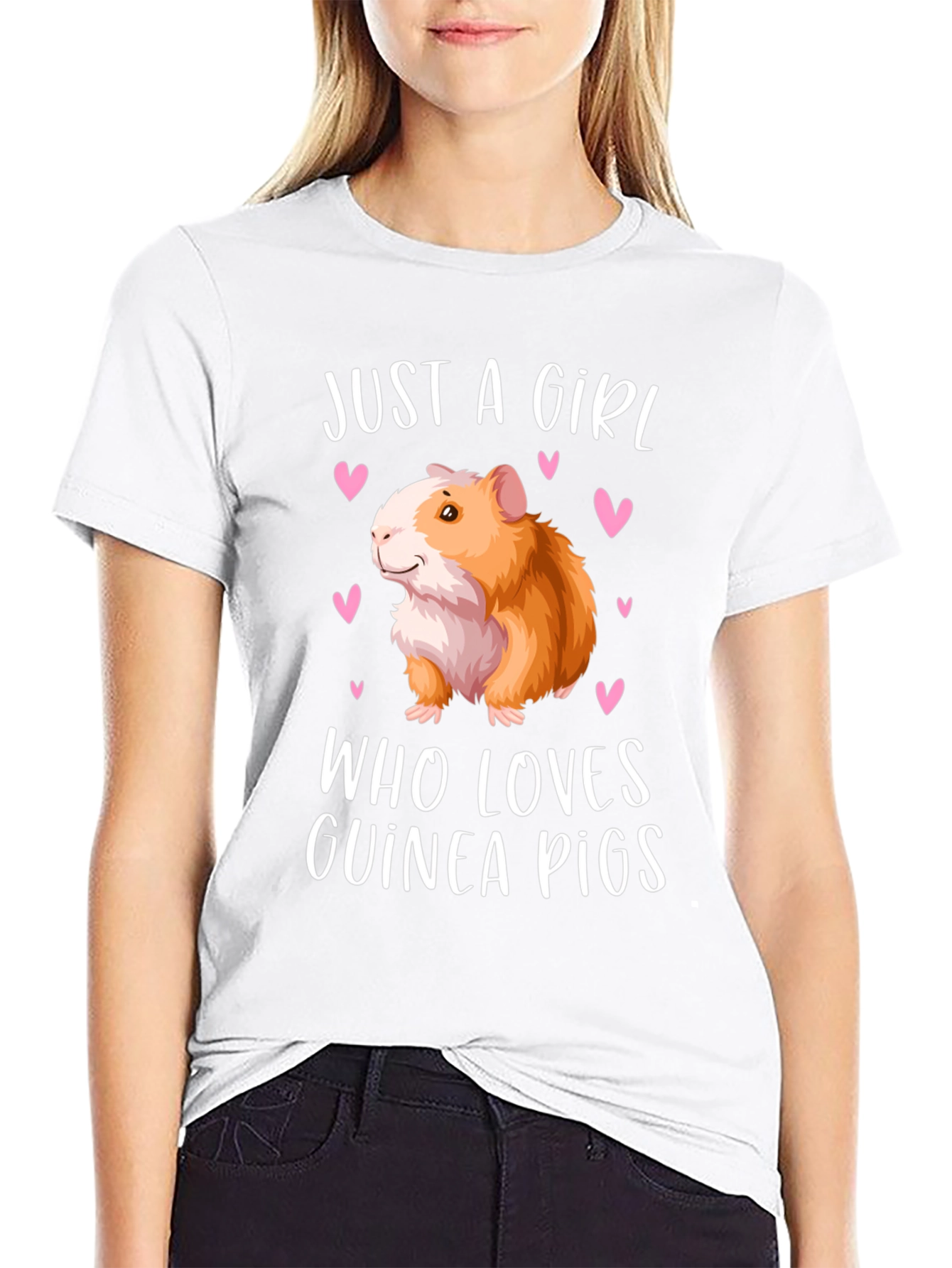 Black Just a Girl Who Loves Guinea Pigs T-Shirt view 9