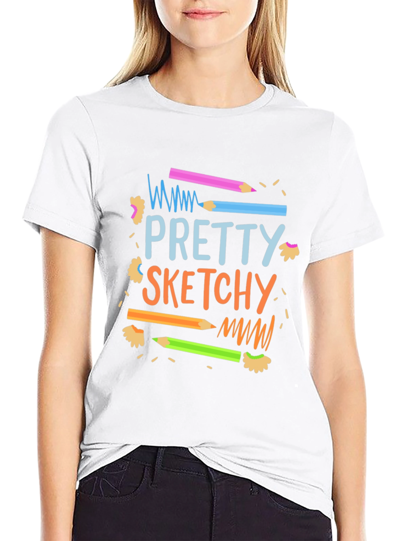 Black Pretty Sketchy Graphic T-Shirt - Unisex view 9