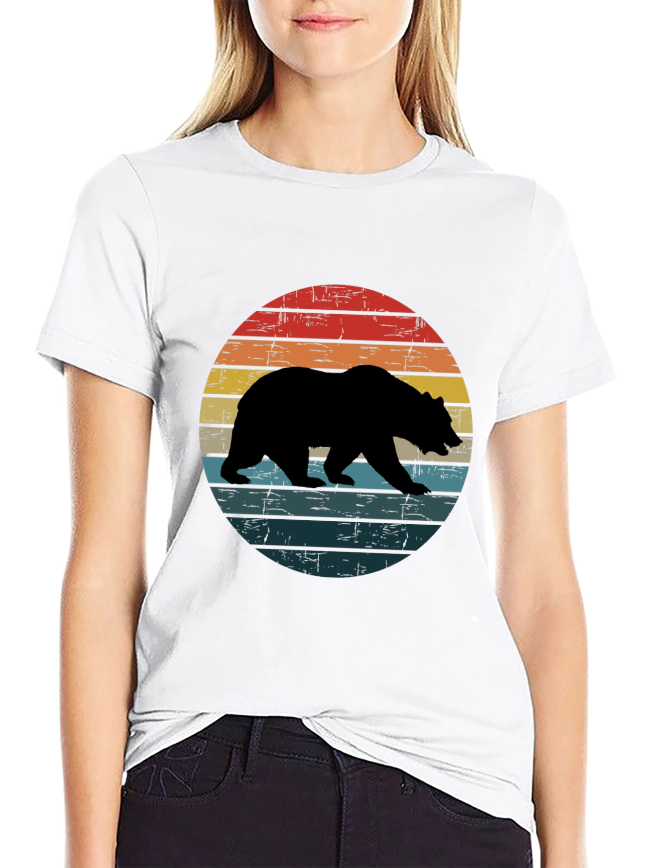 Black Retro Bear Silhouette T-Shirt - Black view 9