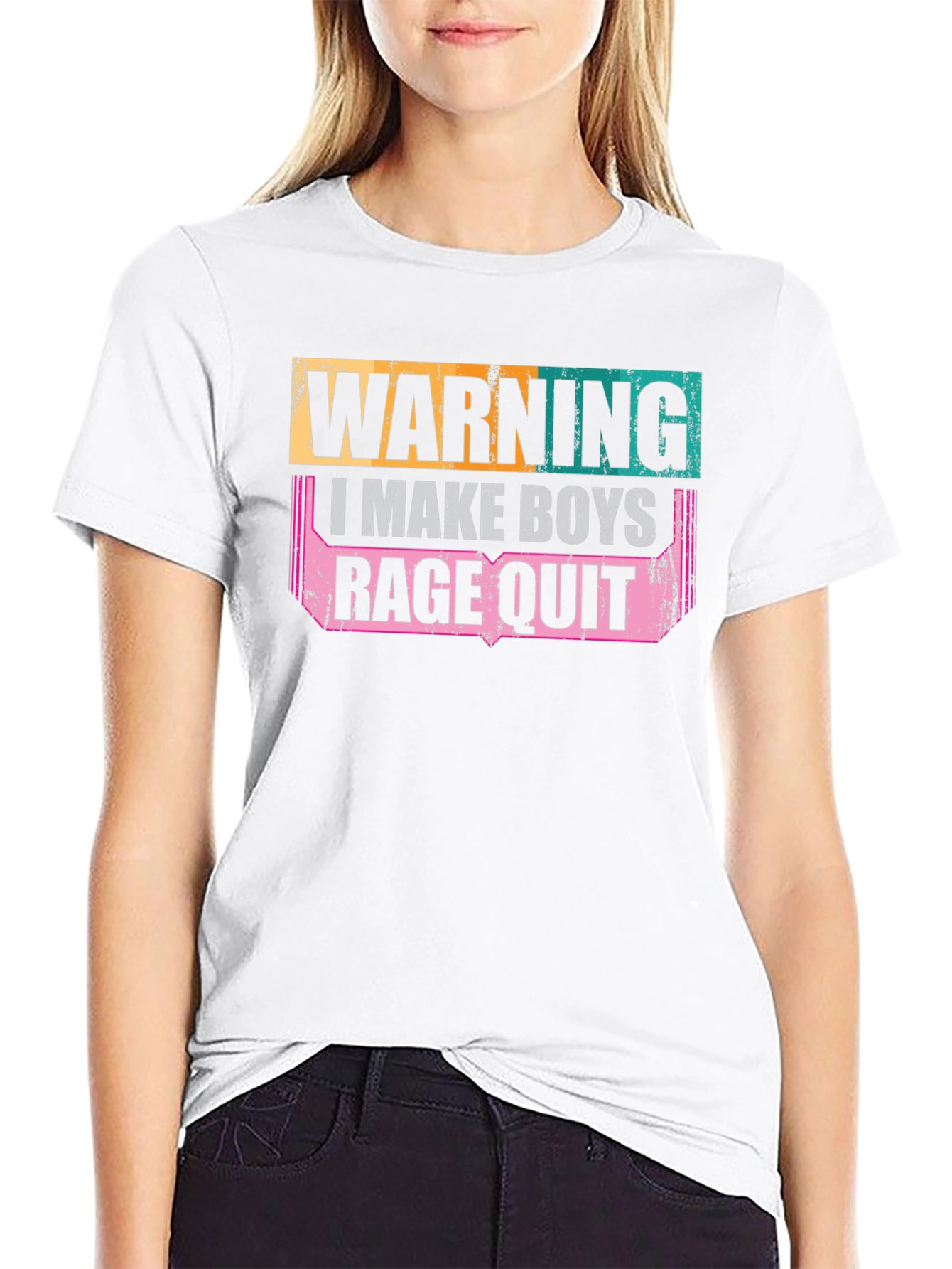 Black Warning: I Make Boys Rage Quit Graphic Tee view 9