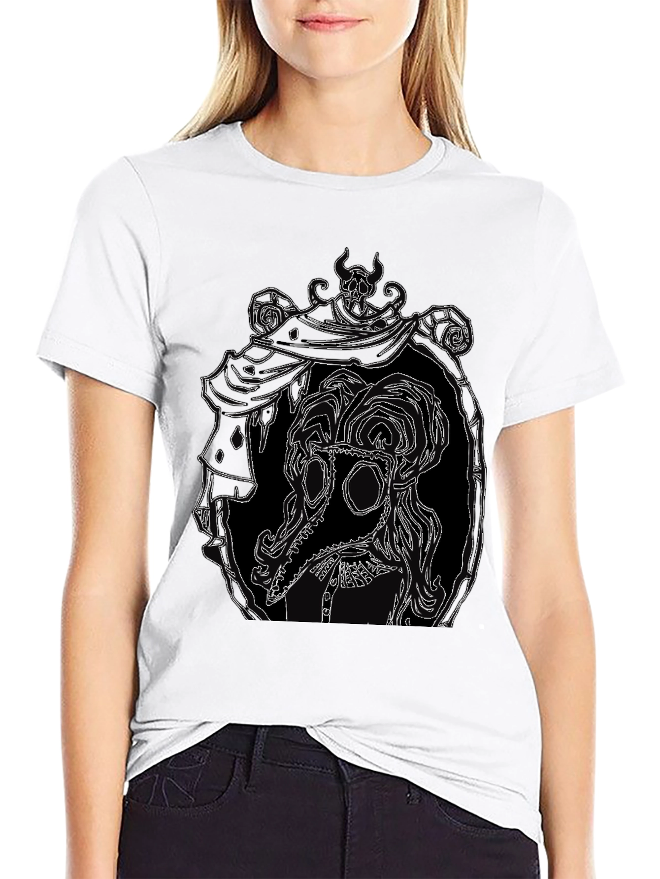 Black Plague Doctor Graphic Tee - Black Cotton T-Shirt view 9