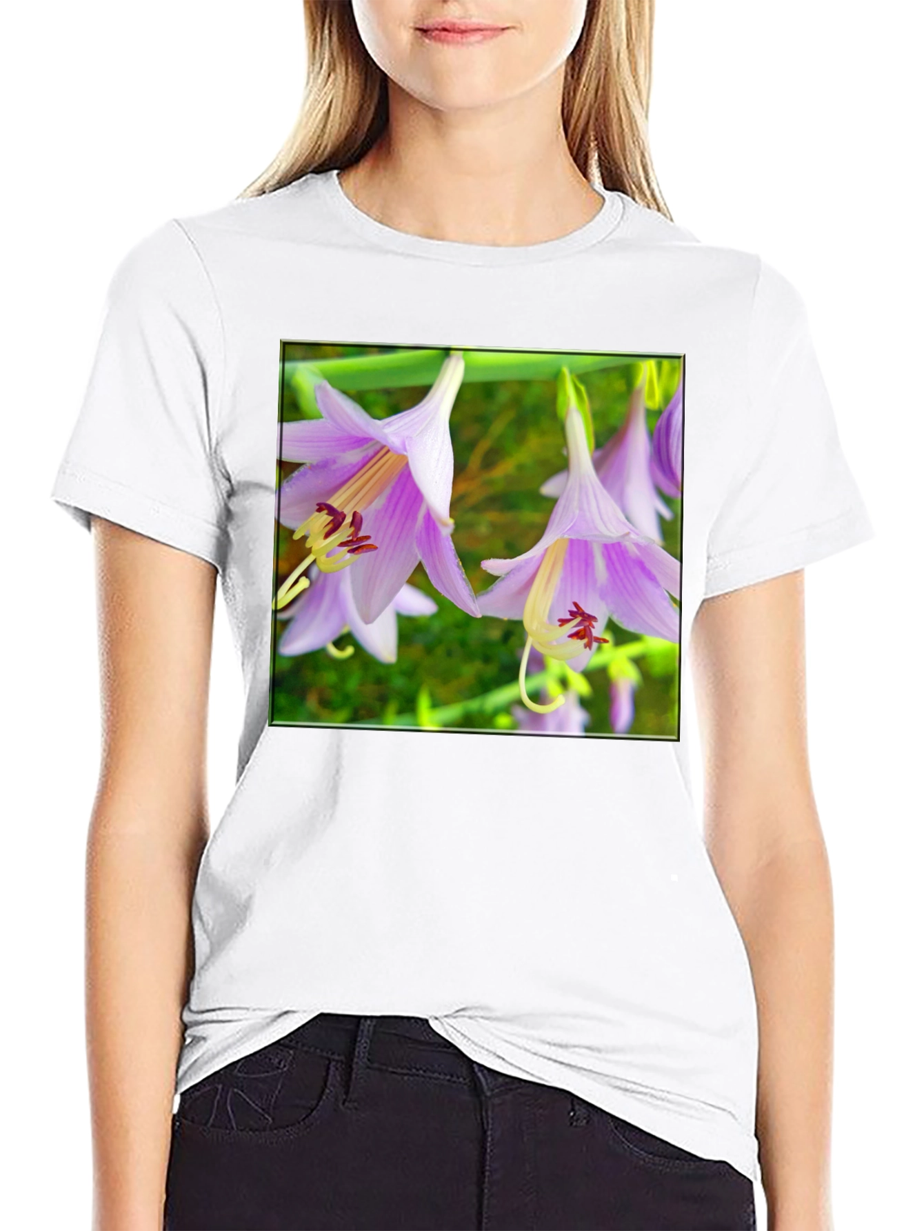 Black Floral T-Shirt with Unique Flower Print view 9