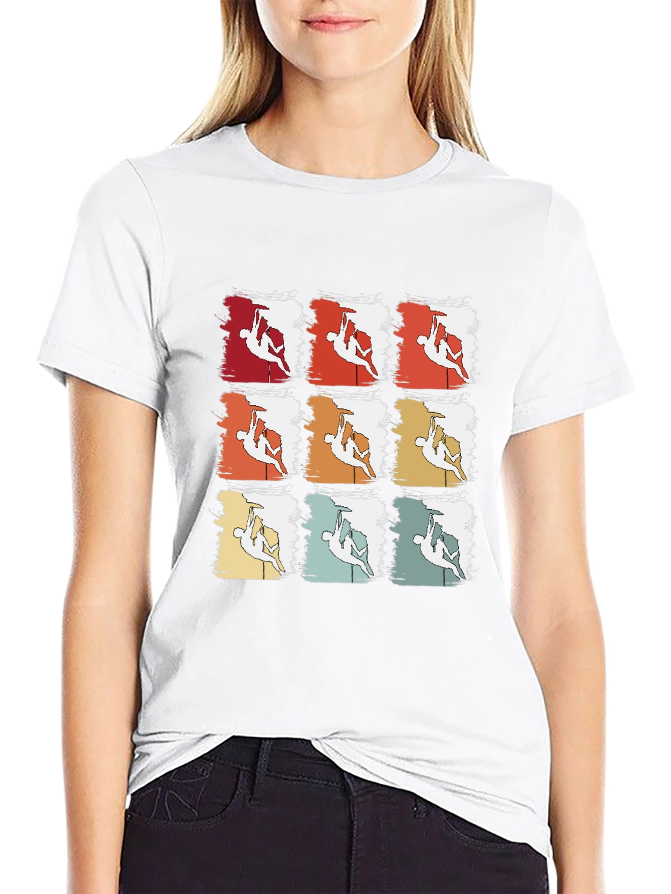 Black Retro Rock Climbing T-Shirt - Nine Climber Design view 9
