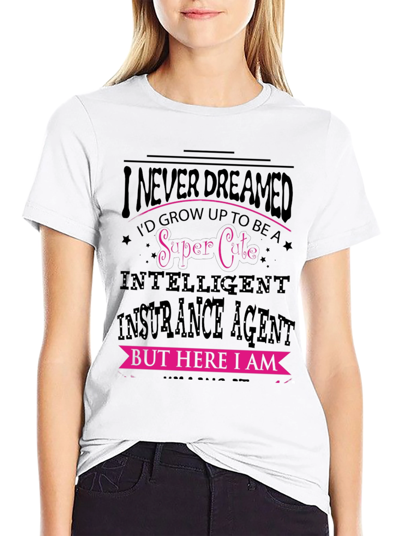 Black Super Cute Insurance Agent Graphic Tee view 9
