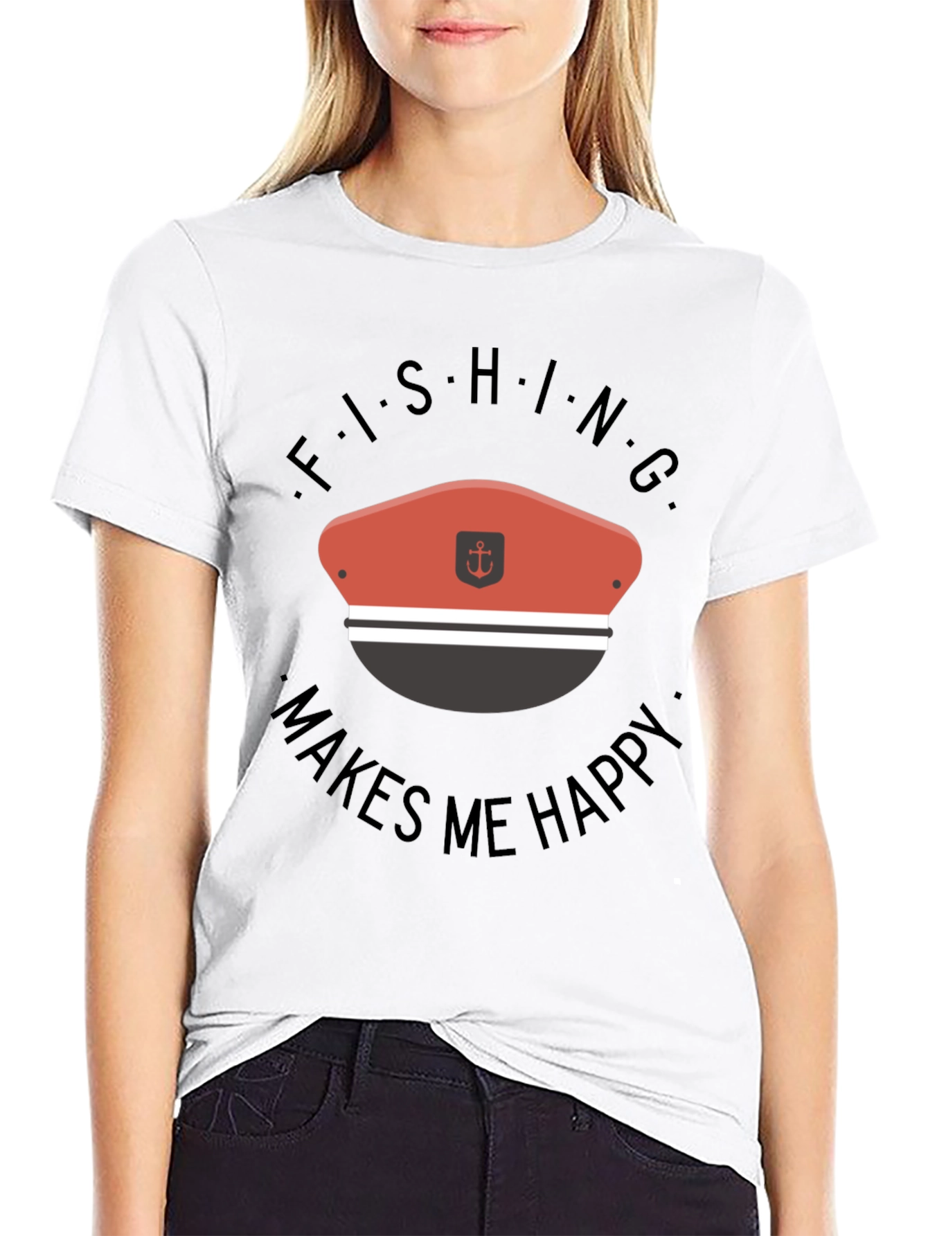 Black Fishing Makes Me Happy T-Shirt view 9