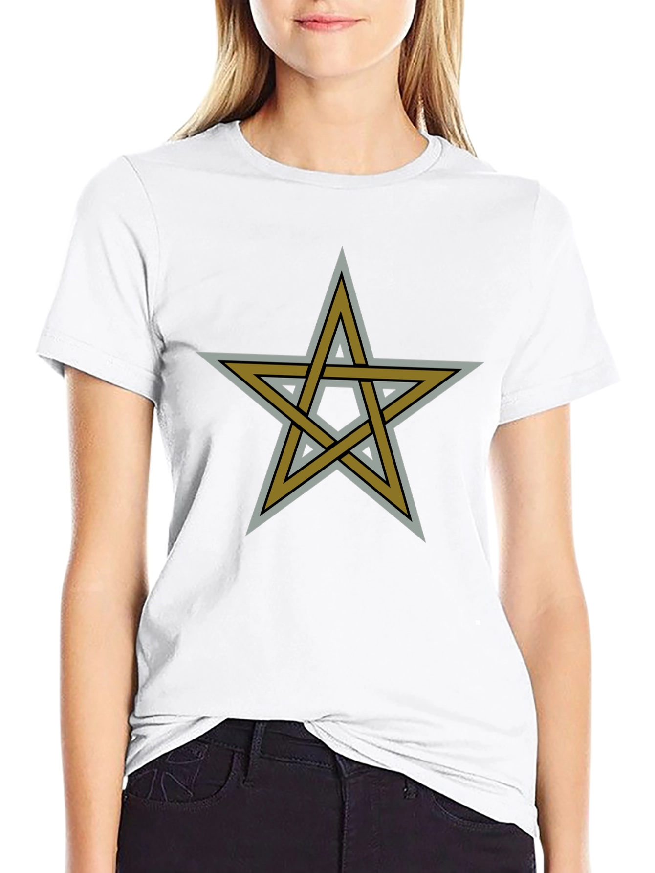 Black Pentagram Star Graphic Tee - Black Cotton view 9