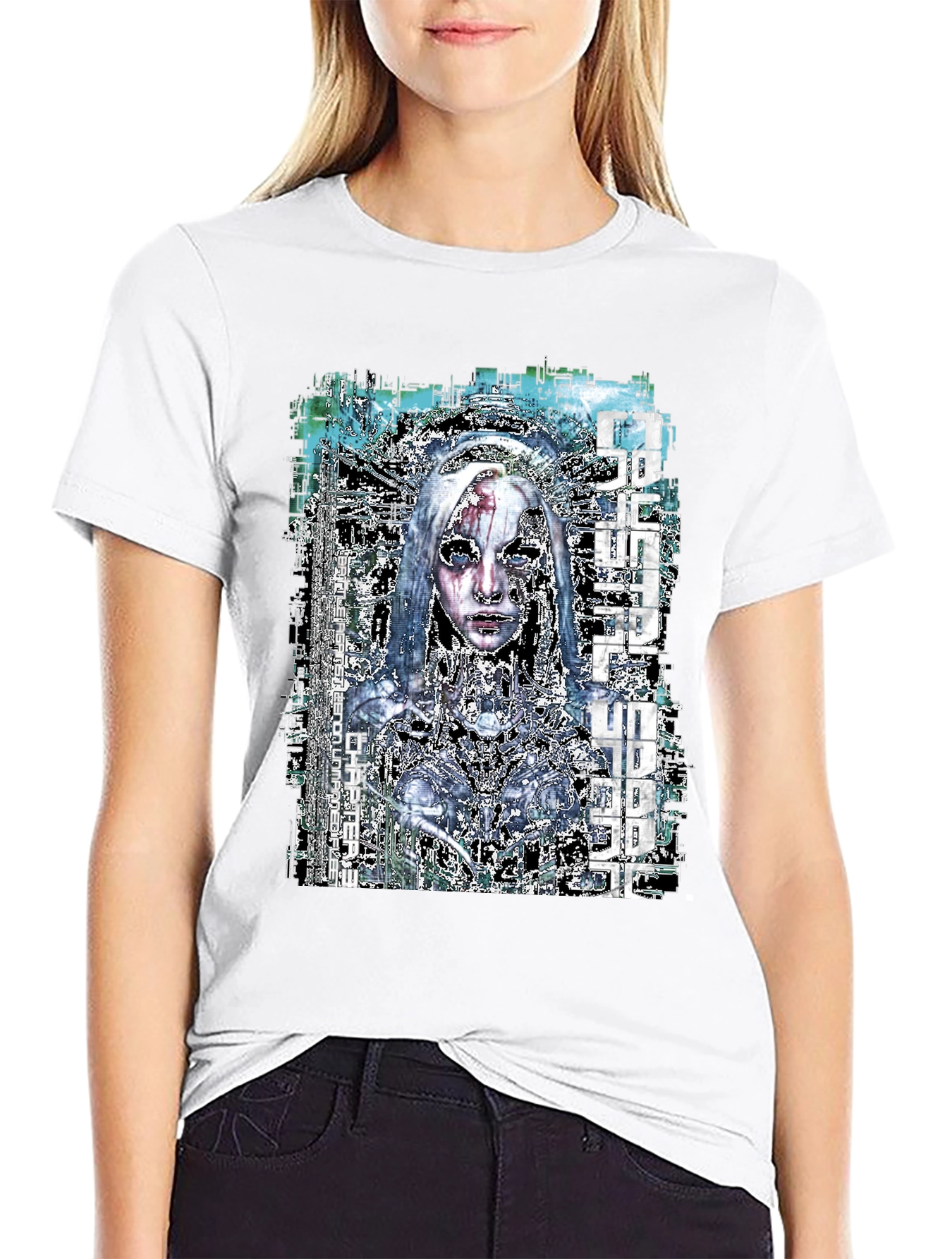 Black Cyberpunk Anime Graphic Black T-Shirt view 9