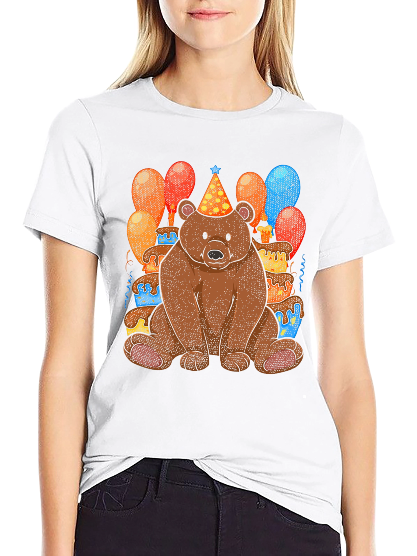 Black Birthday Bear T-Shirt: Cute Cartoon Animal Tee view 9