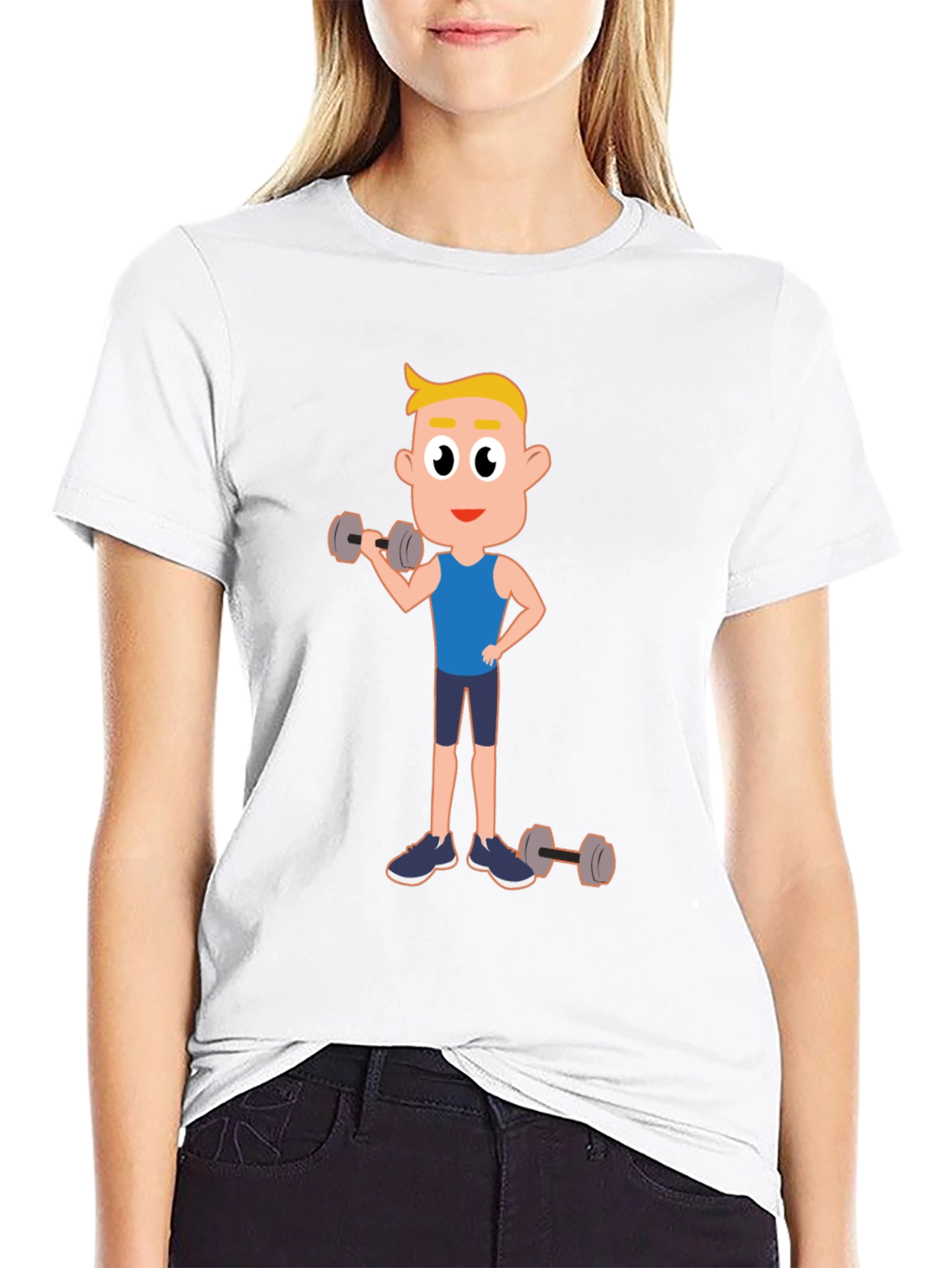 Black Cartoon Fitness T-Shirt: Gym Workout Tee view 9