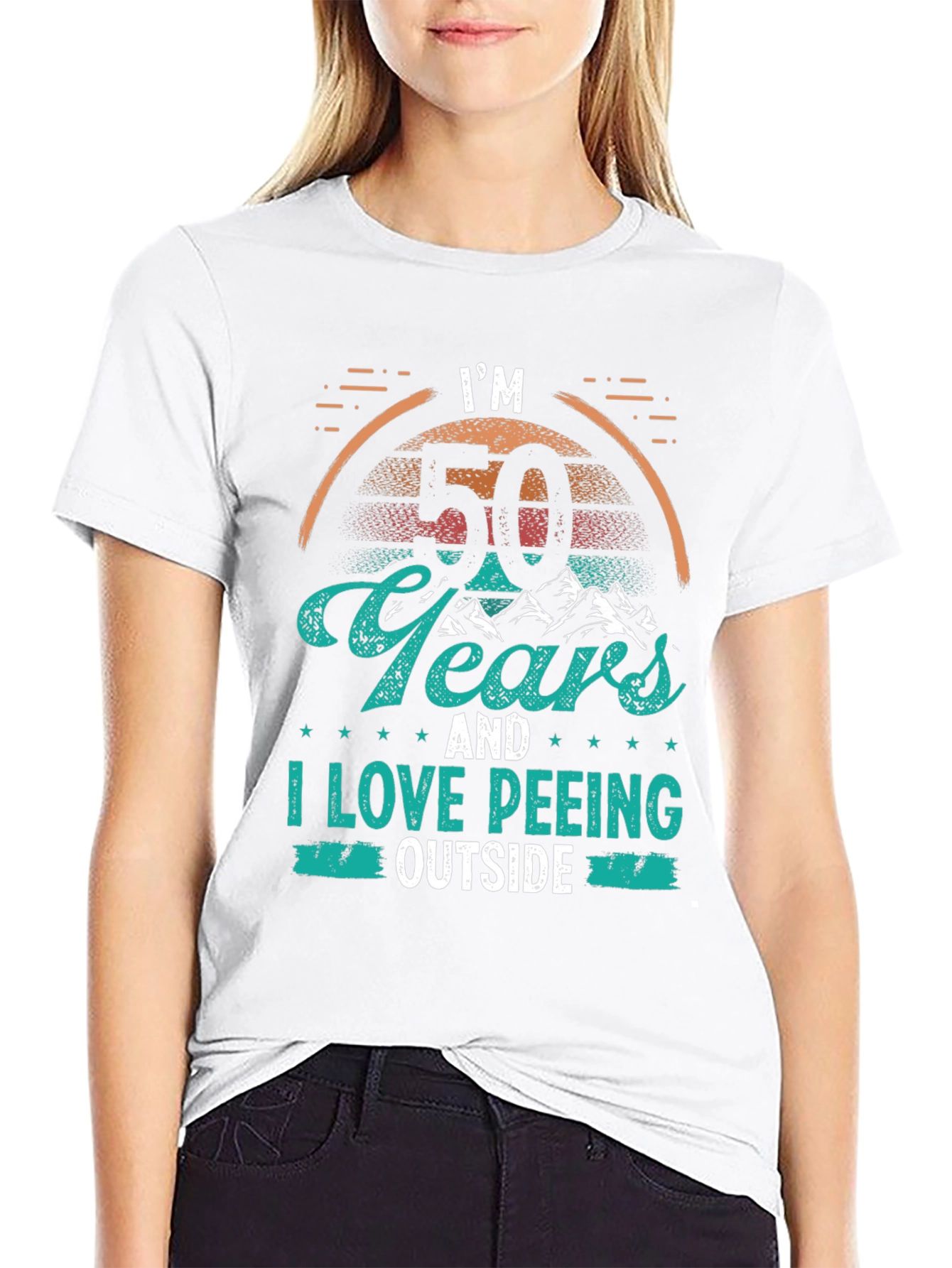 Black Funny 50th Birthday Peeling Outdoors T-Shirt view 9
