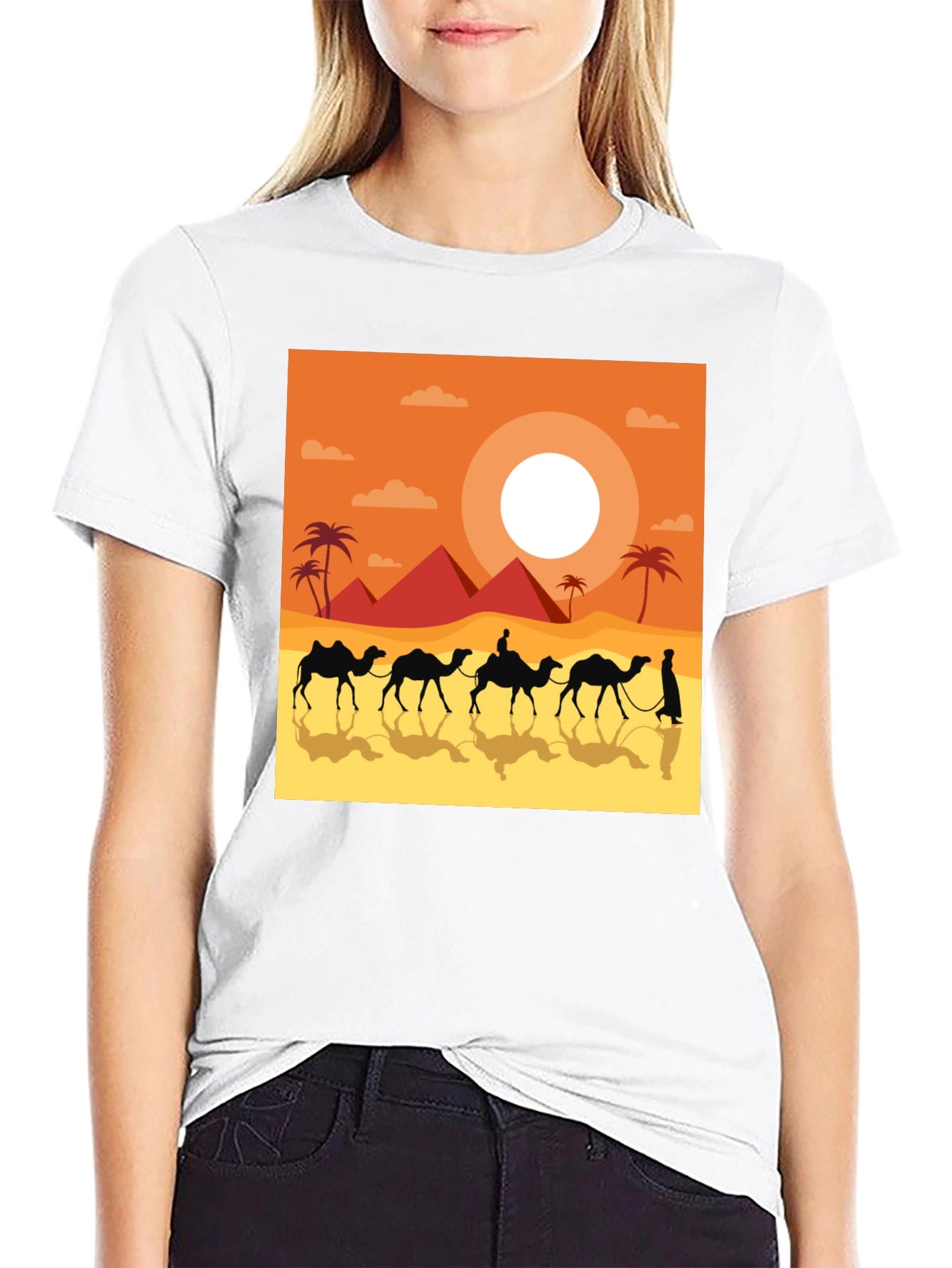 Black Desert Caravan Graphic Tee - Unisex Black T-Shirt view 9