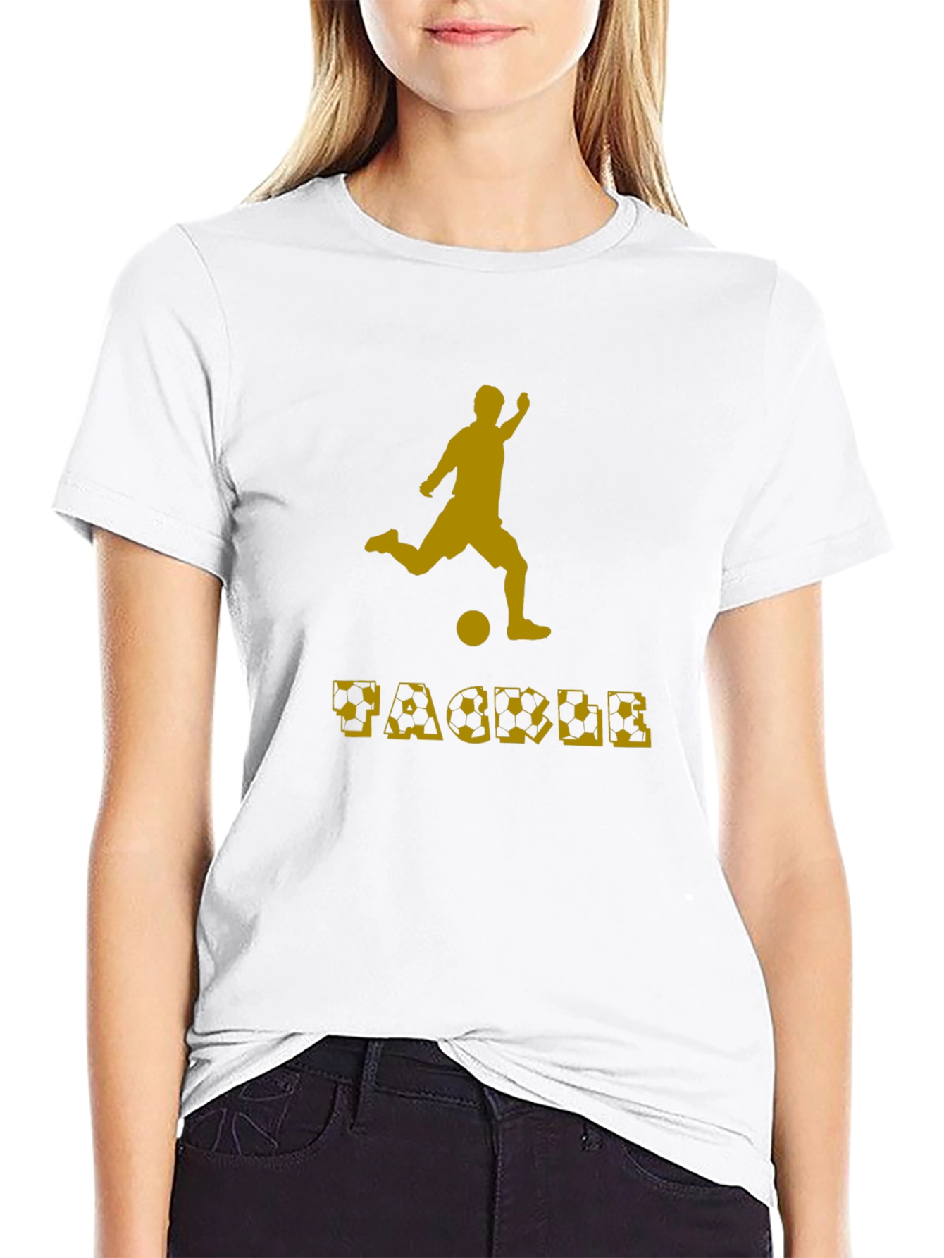 Black Soccer Tackle Graphic T-Shirt view 9