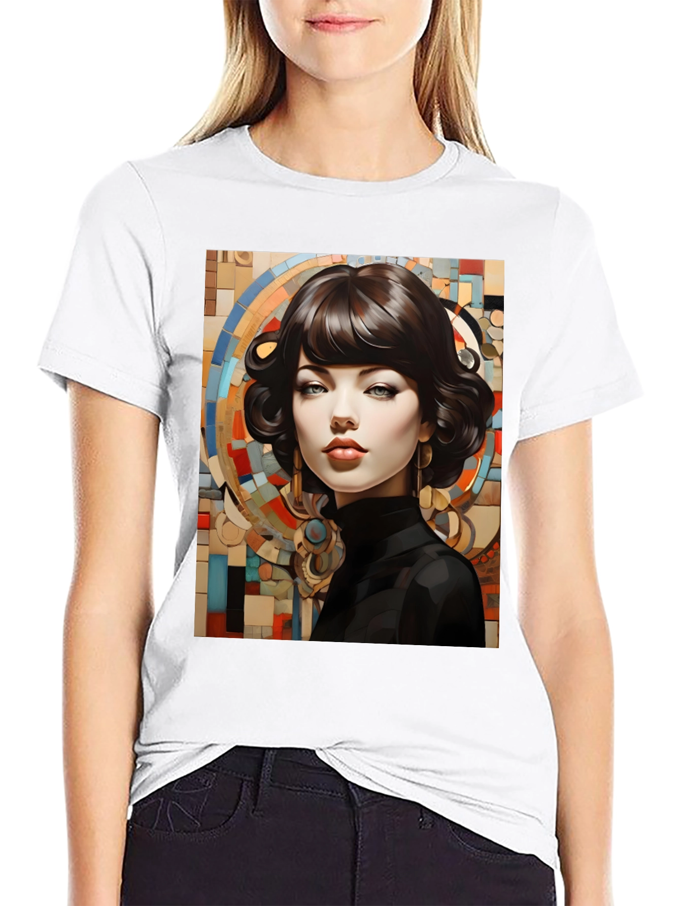 Black Elegant Woman Portrait T-Shirt view 9