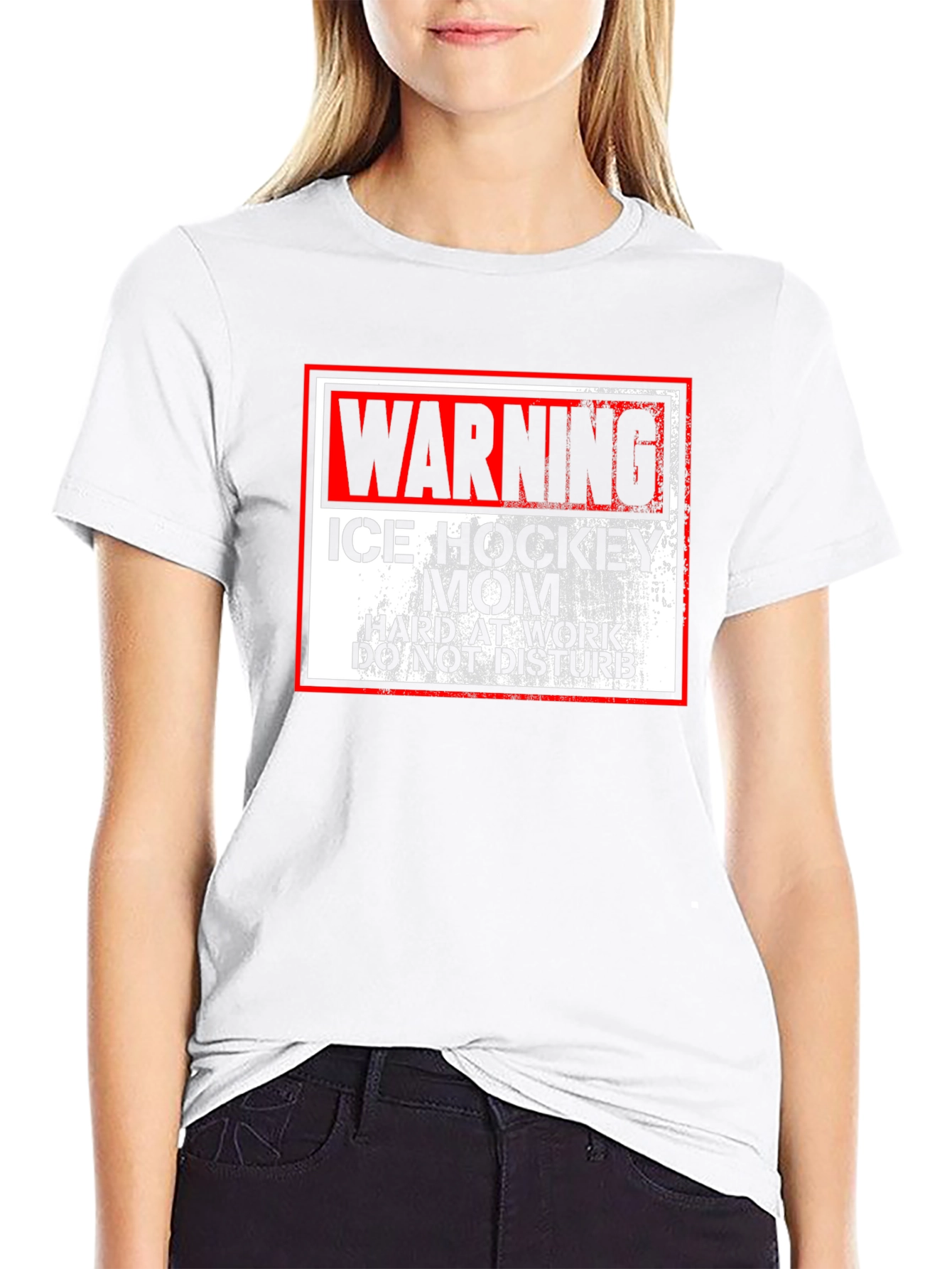 Black Warning Ice Hockey Mom T-Shirt view 9