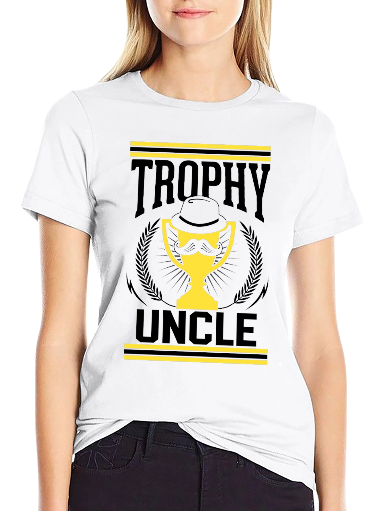 Black Trophy Uncle Graphic Tee - Black Cotton T-Shirt view 9