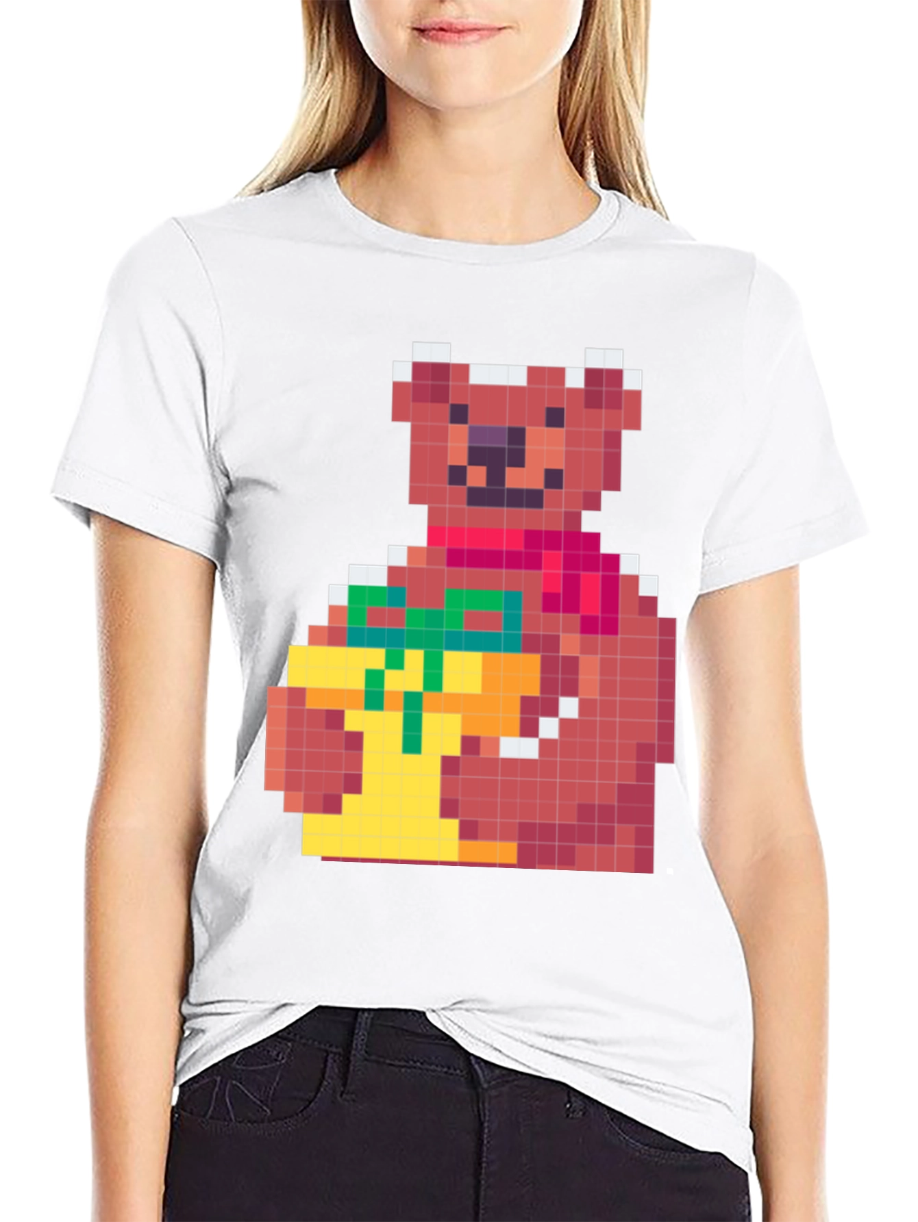 Black Pixelated Bear with Gift T-Shirt view 9