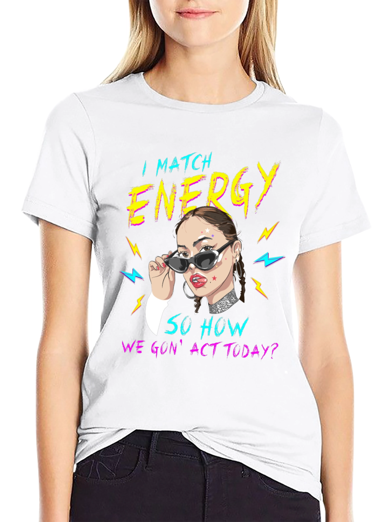 Black I Match Energy Graphic Tee - Black Unisex T-Shirt view 9