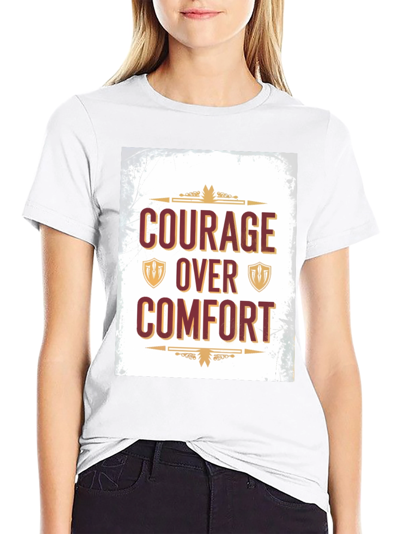 Black Courage Over Comfort Graphic Tee - Motivational Design view 9