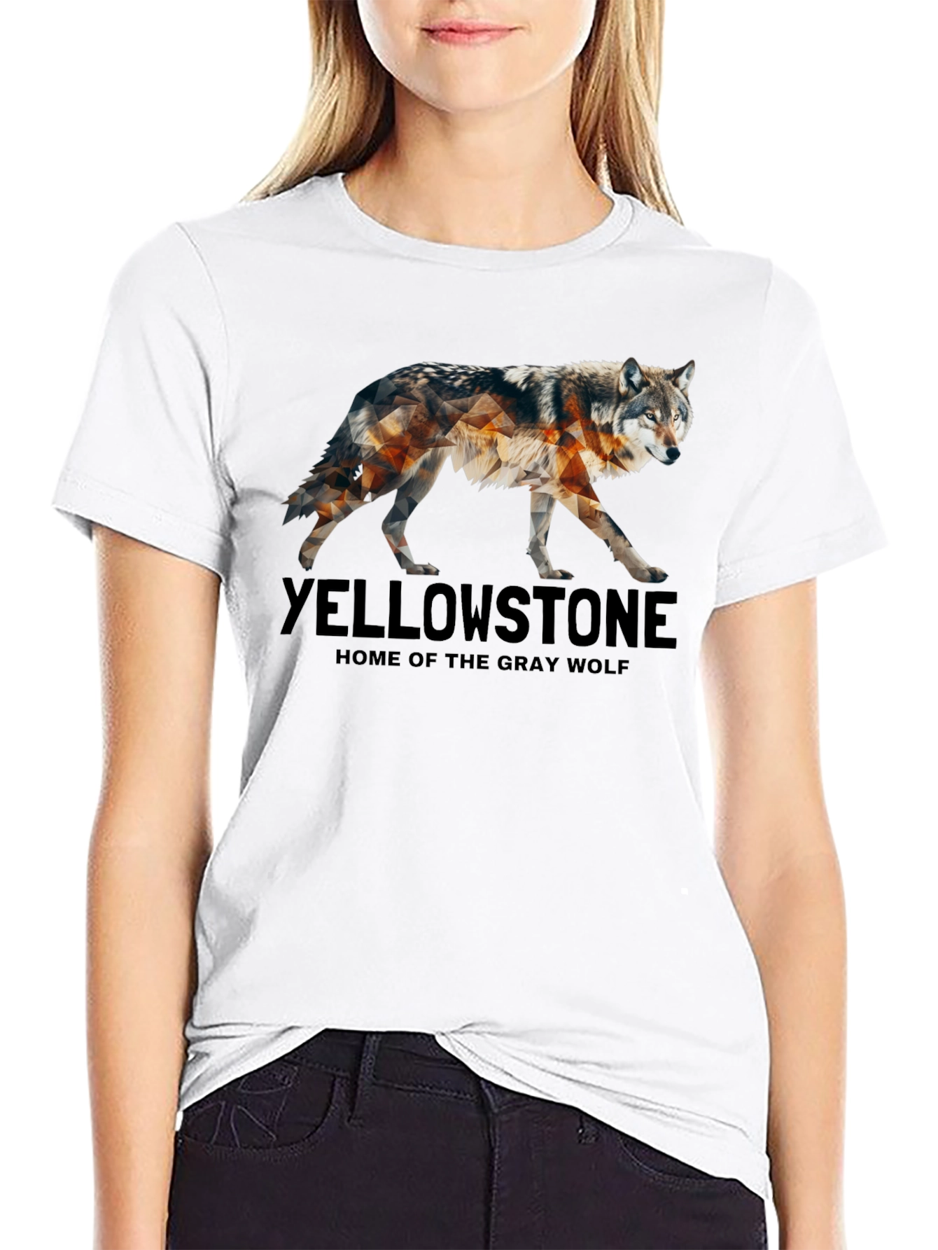 Black Yellowstone Wolf Graphic Tee - Nature Inspired Design view 9
