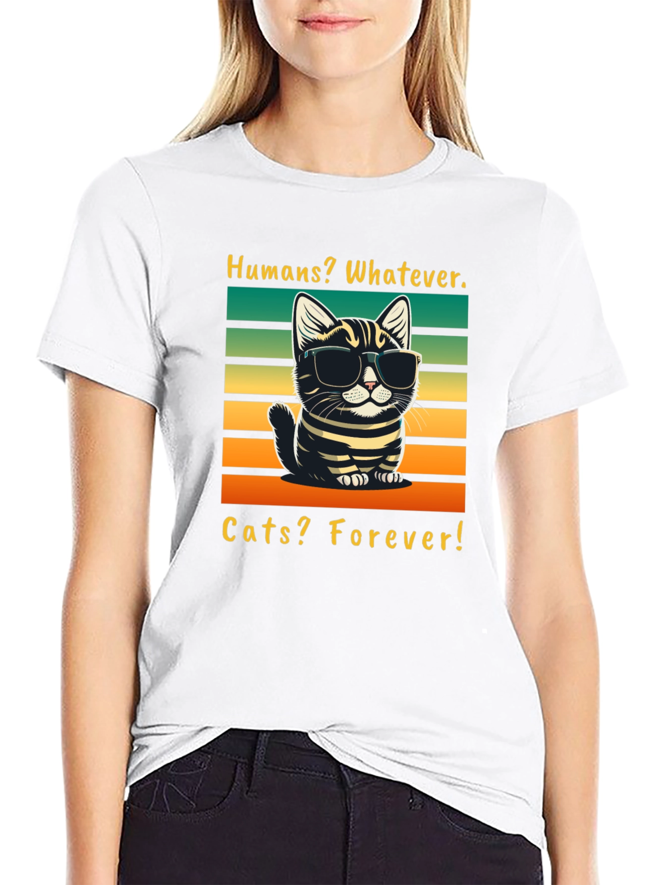 Black Humans Whatever Cats Forever T-Shirt view 9
