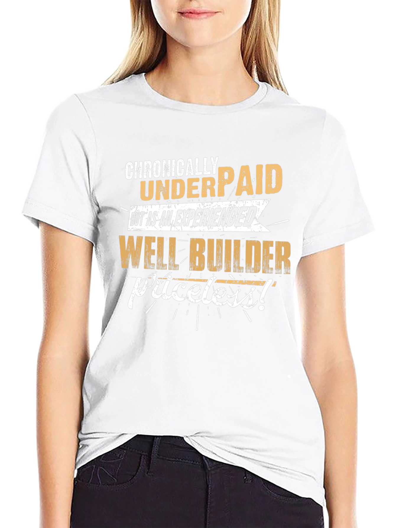 Black Chronically Underpaid Well Builder T-Shirt view 9