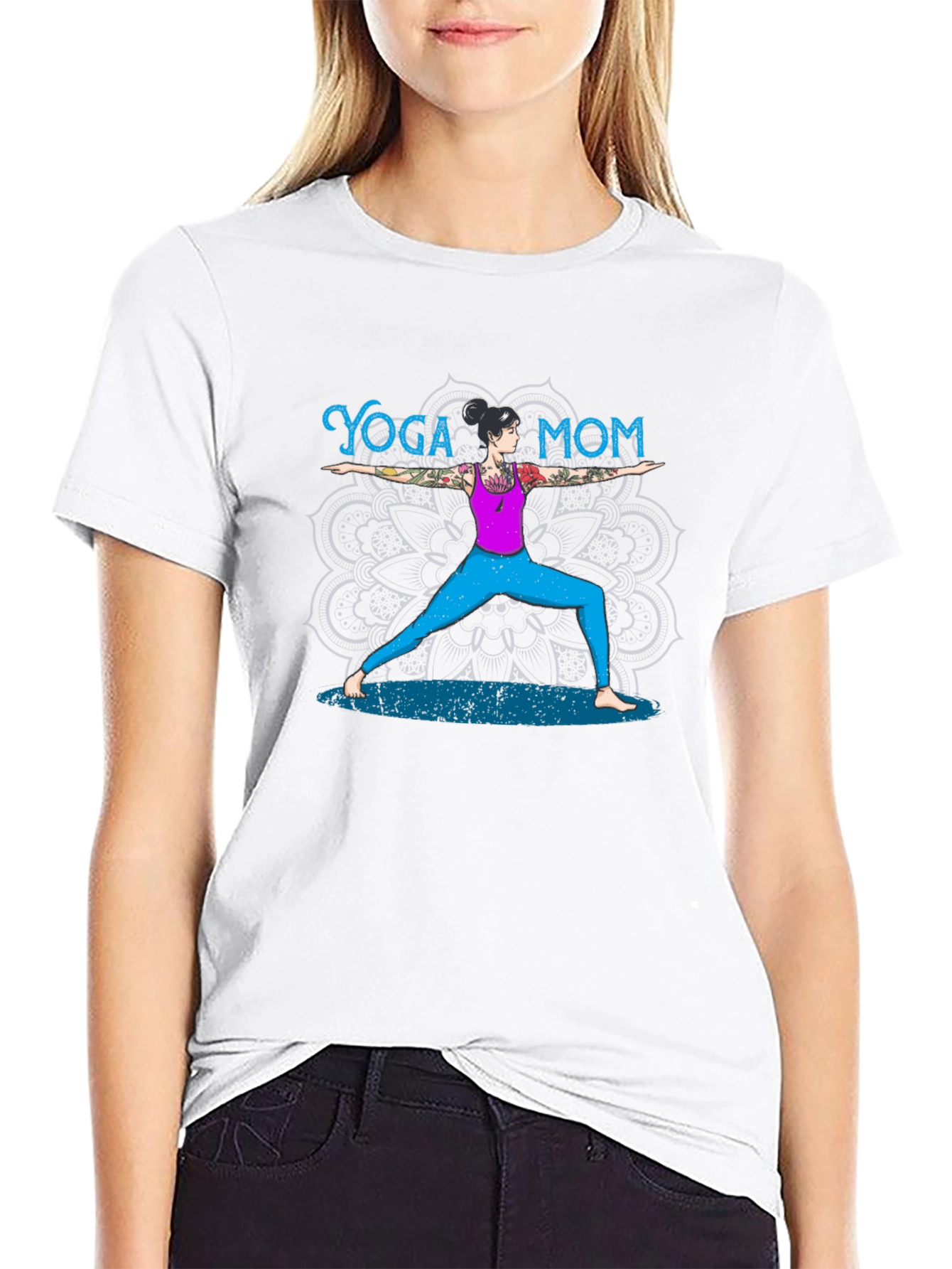 Black Yoga Mom T-Shirt - Black, Casual view 9