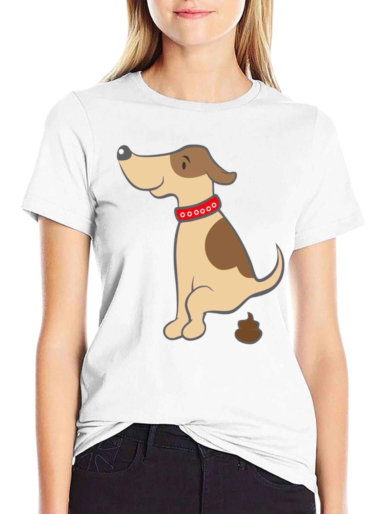 Black Funny Dog Poop Cartoon Black T-Shirt view 9