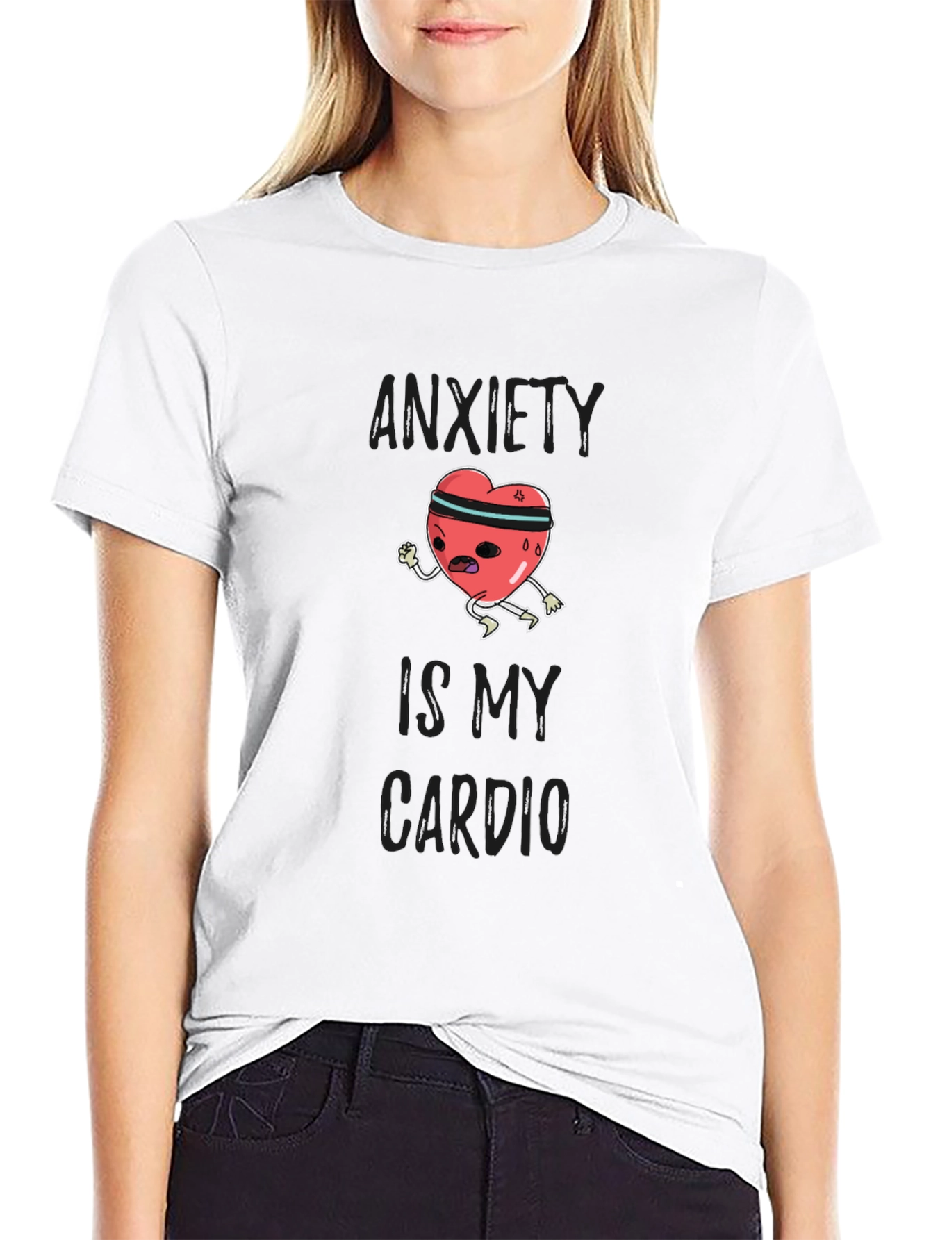 Black Anxiety Is My Cardio Funny Graphic T-Shirt view 9
