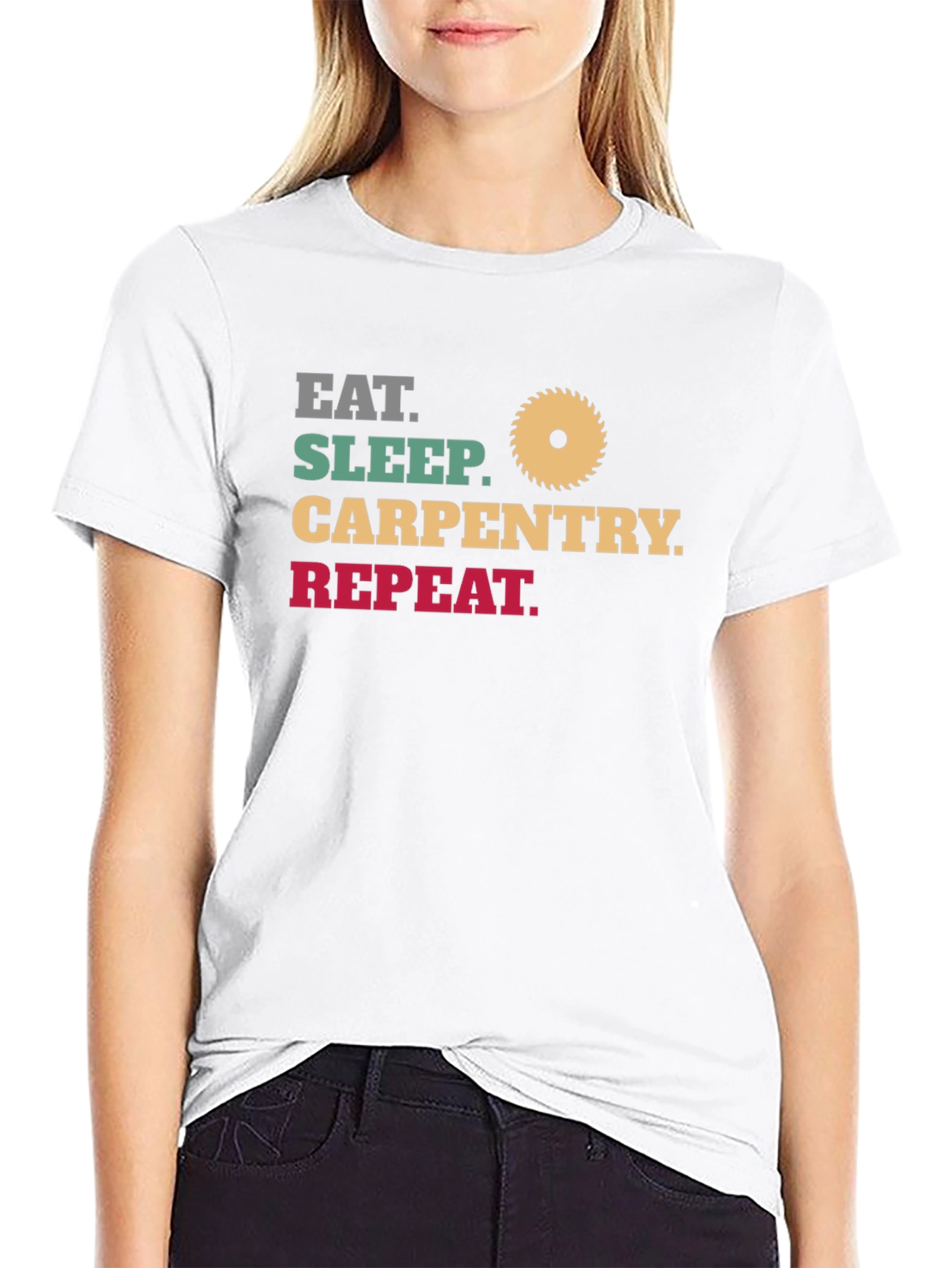 Black Eat Sleep Carpentry Repeat - Men's Black T-Shirt view 9
