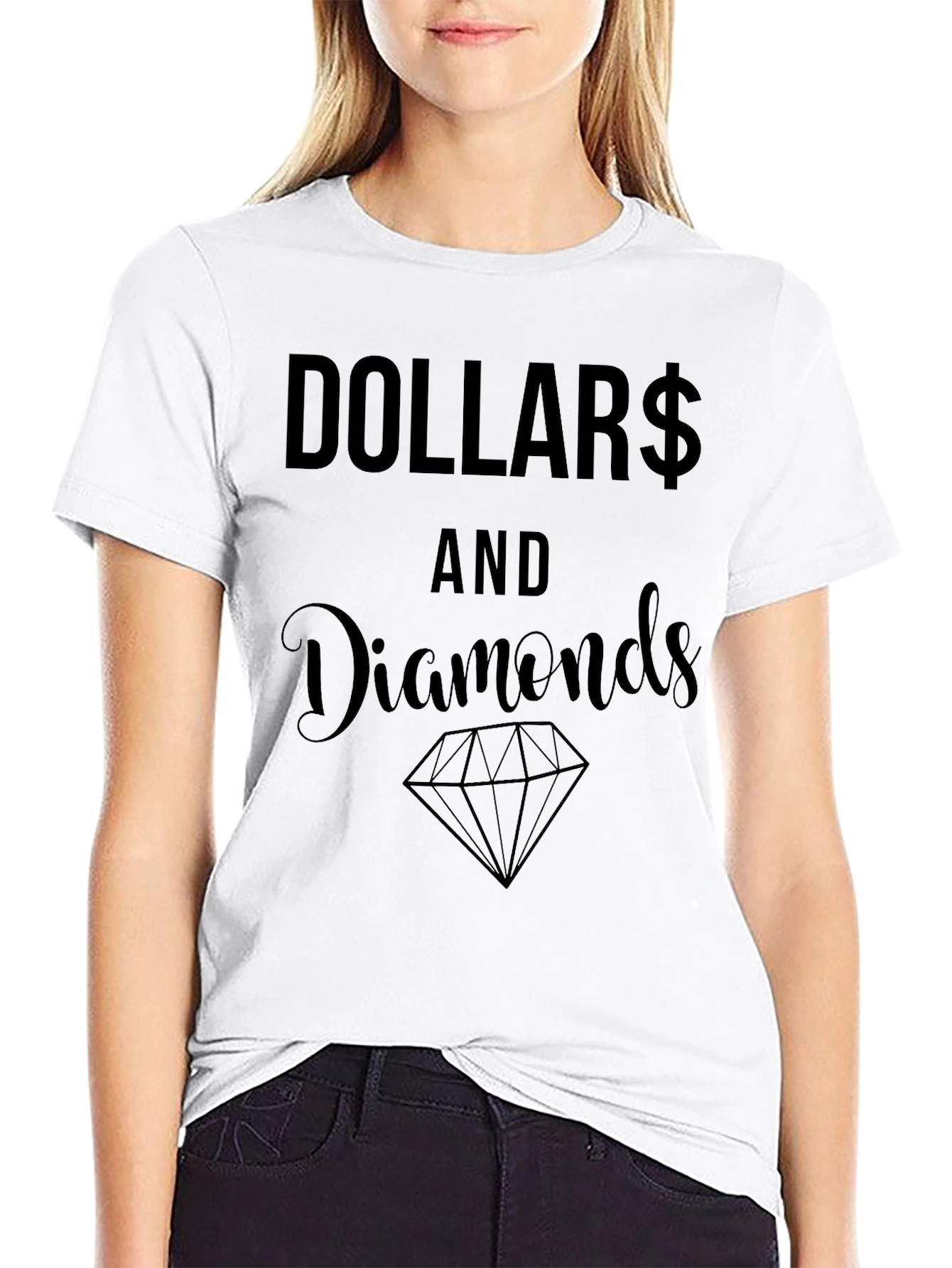 Black Dollar and Diamonds Graphic Tee view 9