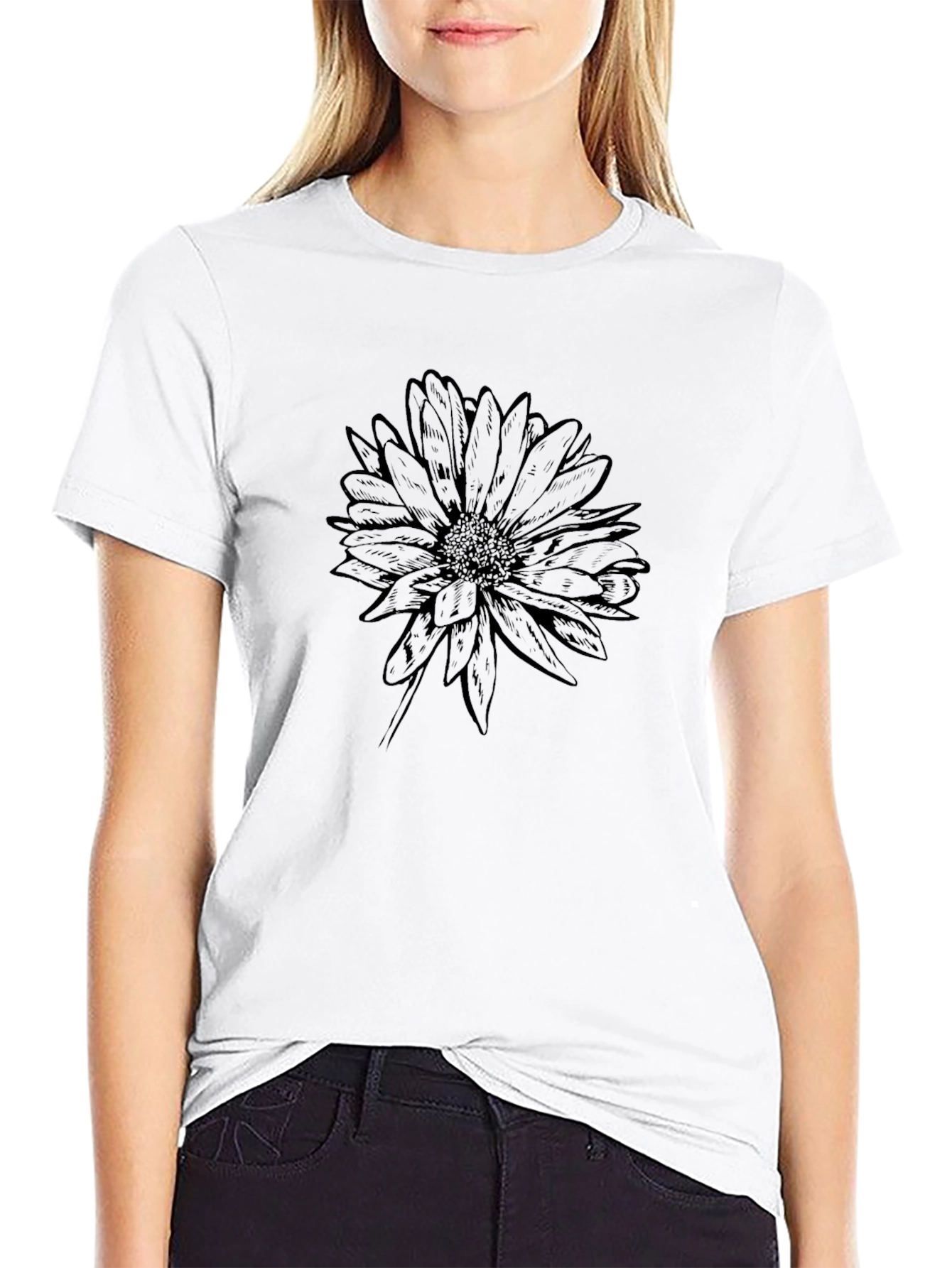 Black Black Floral Graphic Tee - Soft & Stylish view 9