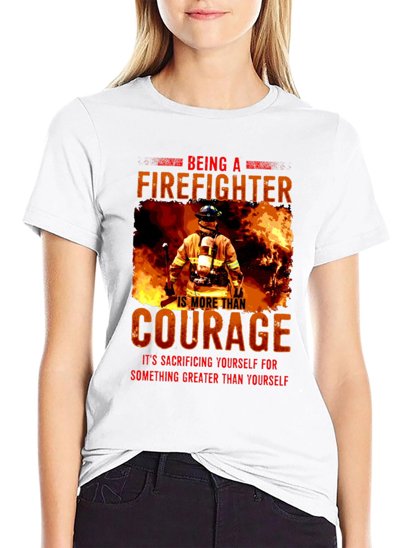 Black Firefighter Courage T-Shirt view 9