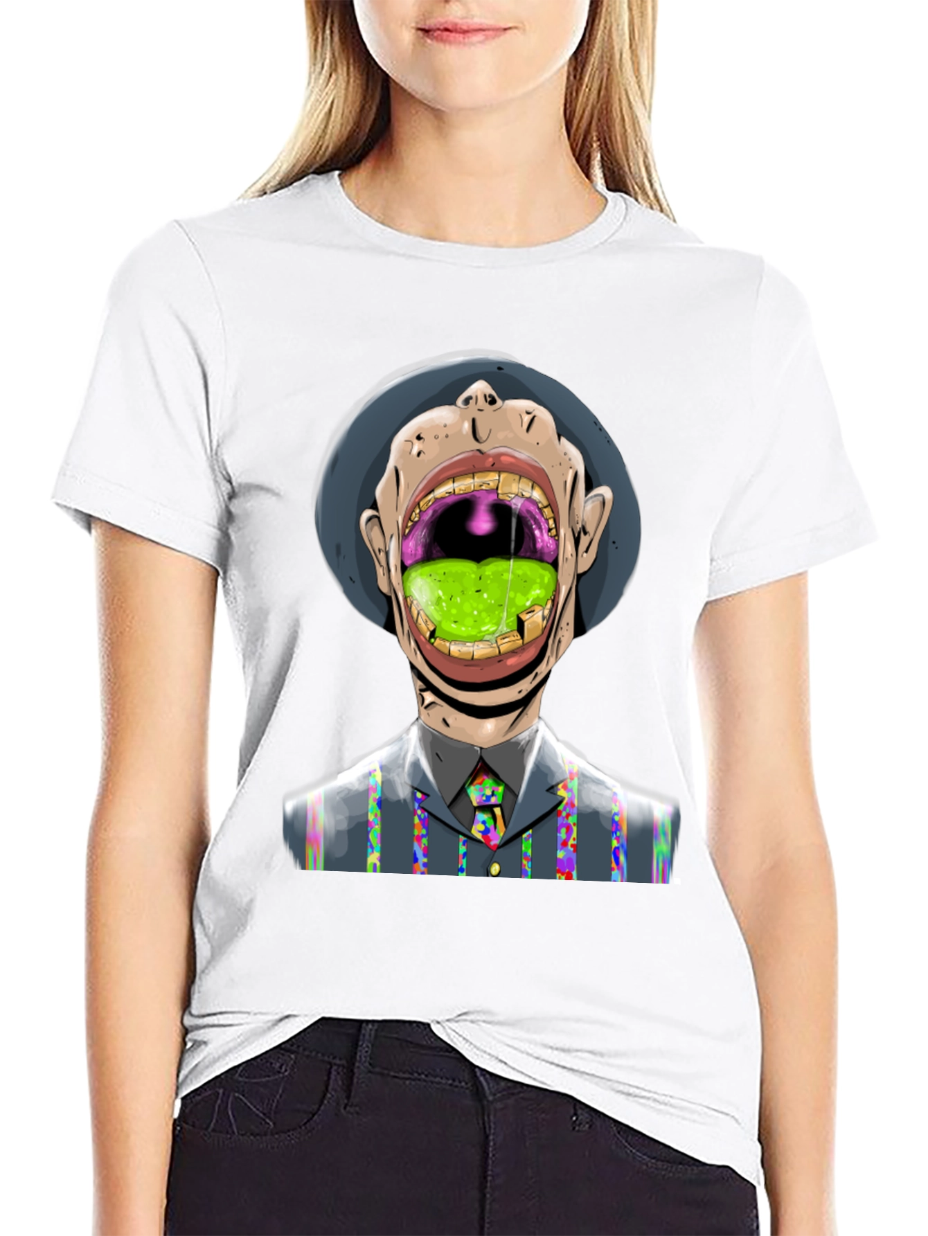 Black Grotesque Art T-Shirt - Unique & Eye-Catching view 9