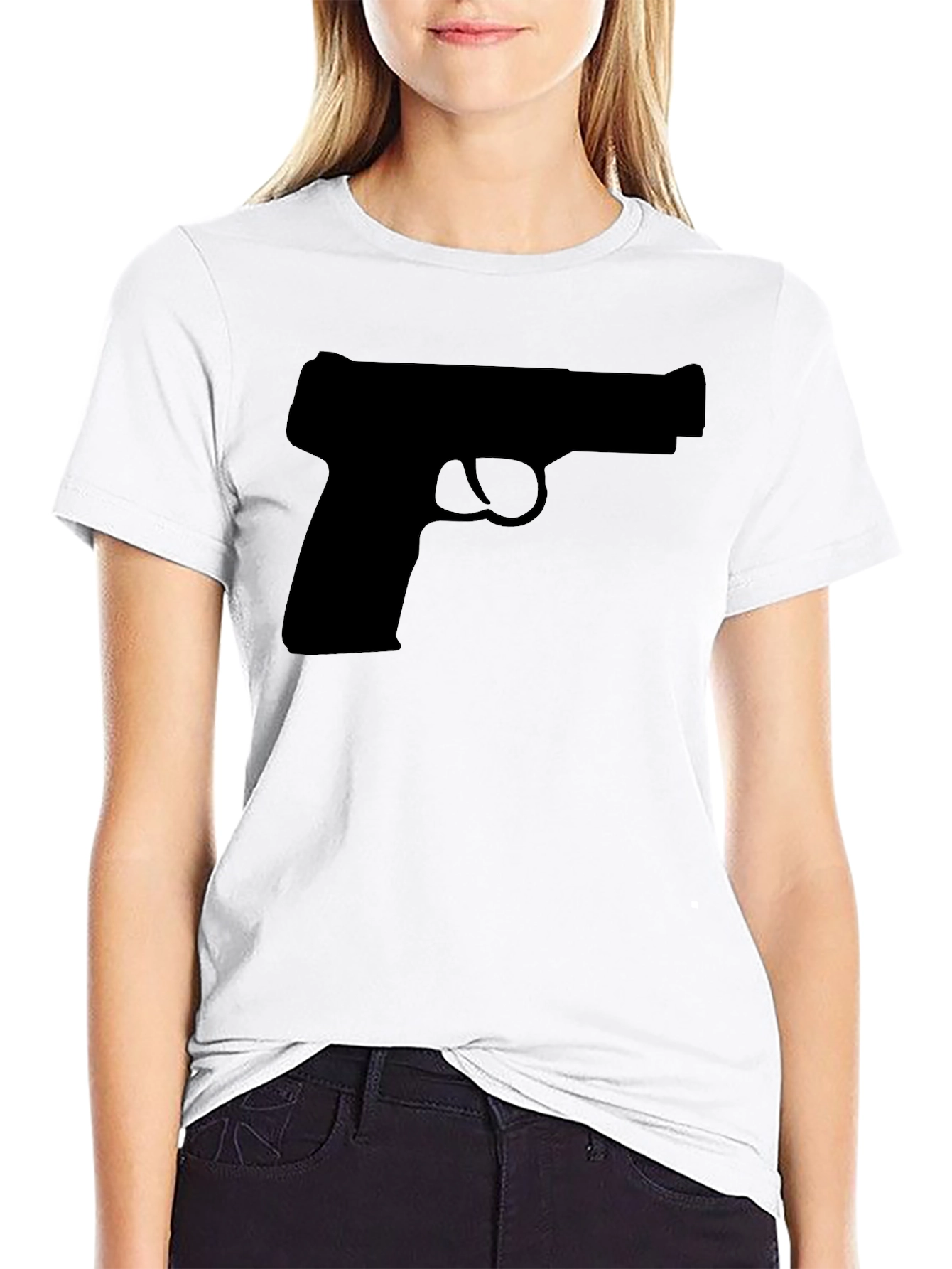 Gun Silhouette T-Shirt - Classic Black Tee - 9