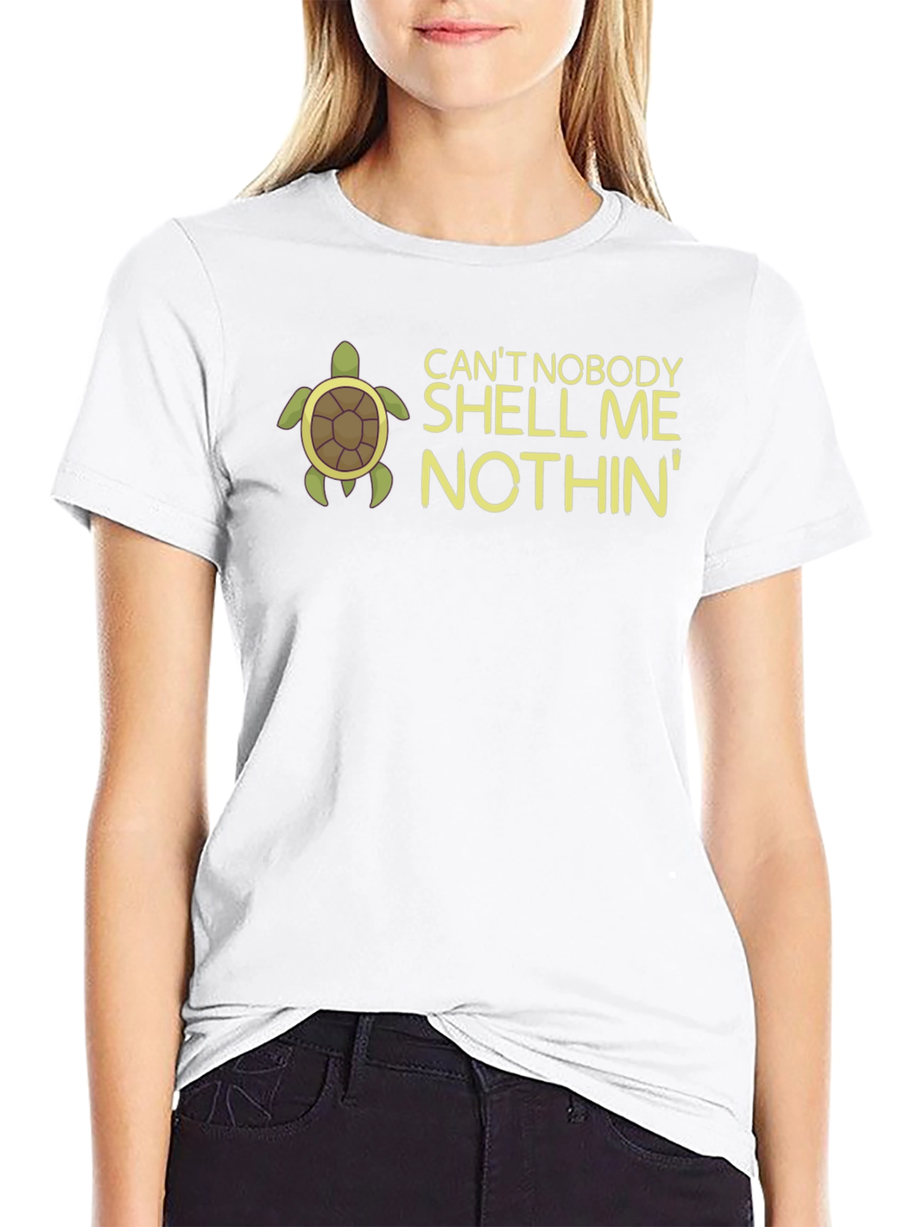 Black Can't Nobody Shell Me Nothin' Turtle Graphic T-Shirt view 9