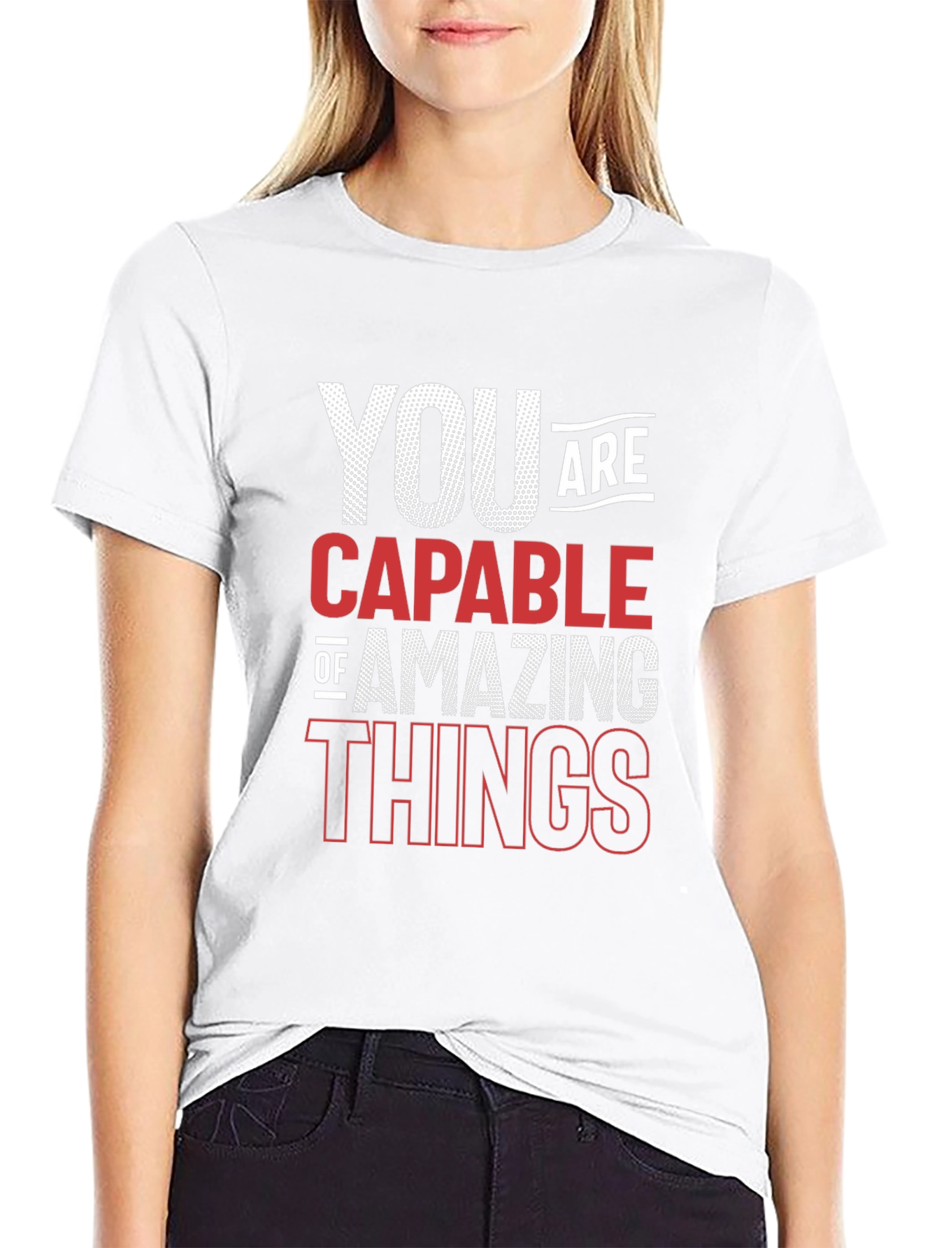 Black Motivational Graphic Tee - You Are Capable view 9