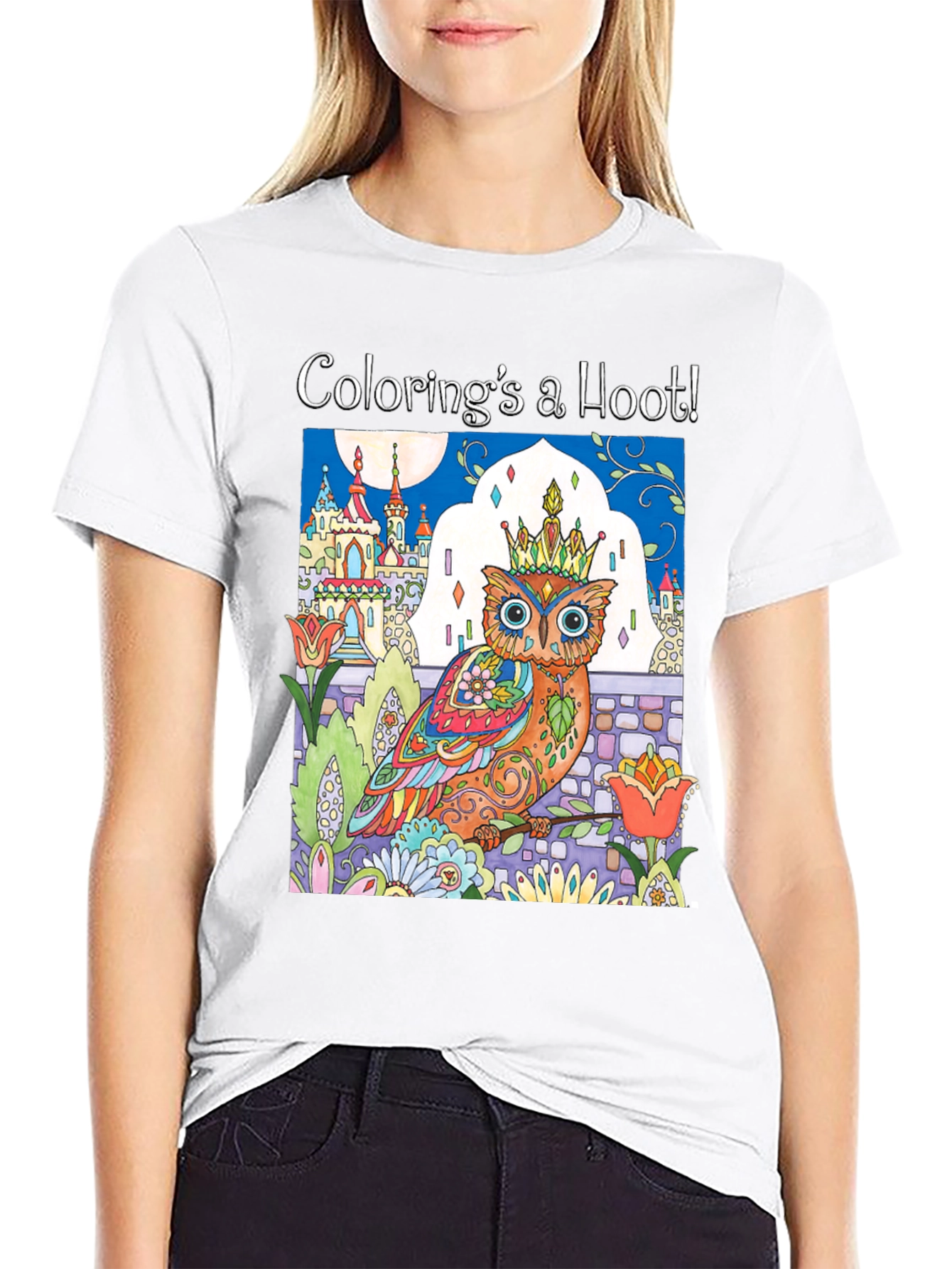 Black Coloring's a Hoot! Owl T-Shirt view 9