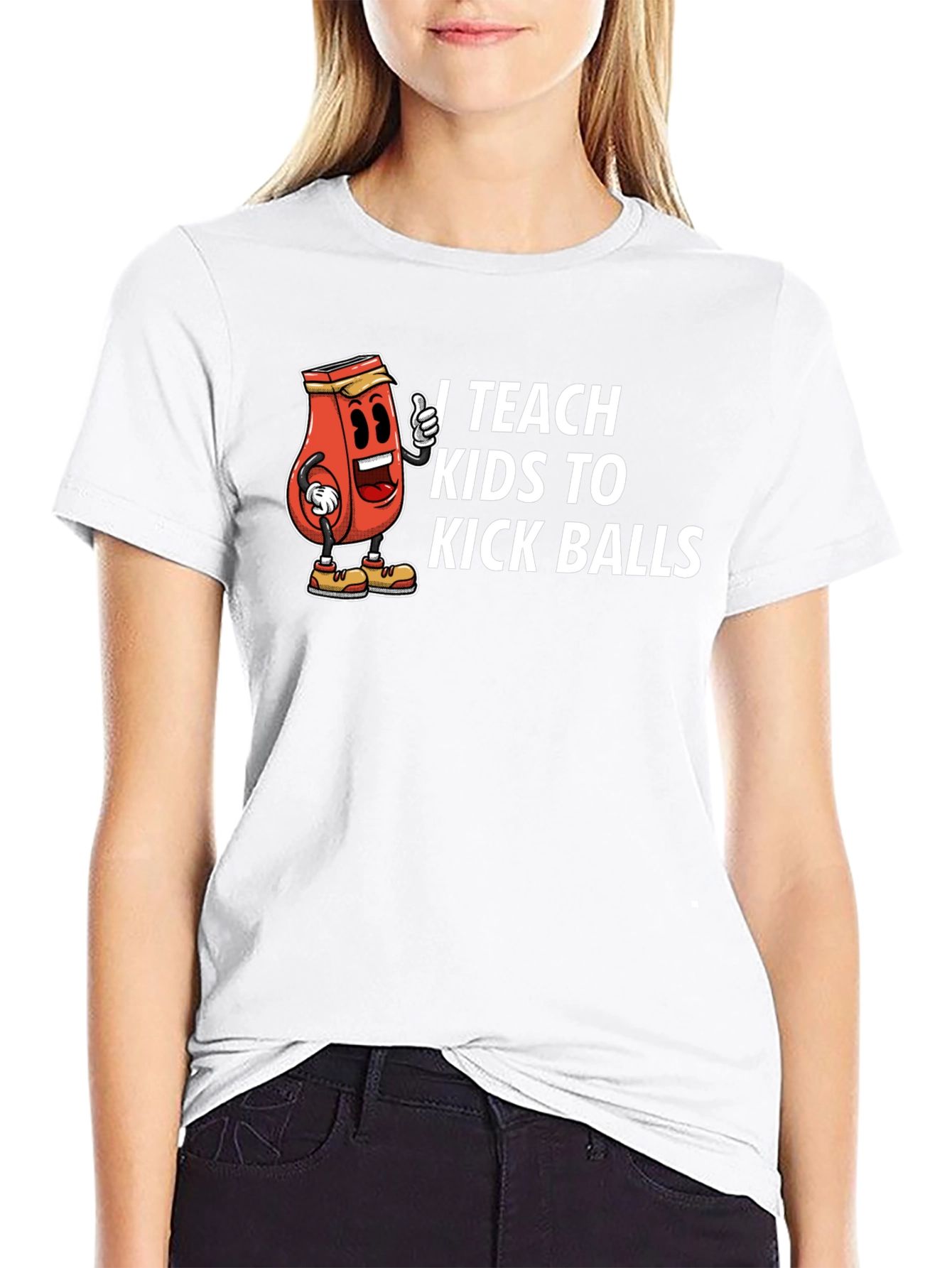 Black Funny I Teach Kids to Kick Balls Graphic T-Shirt view 9