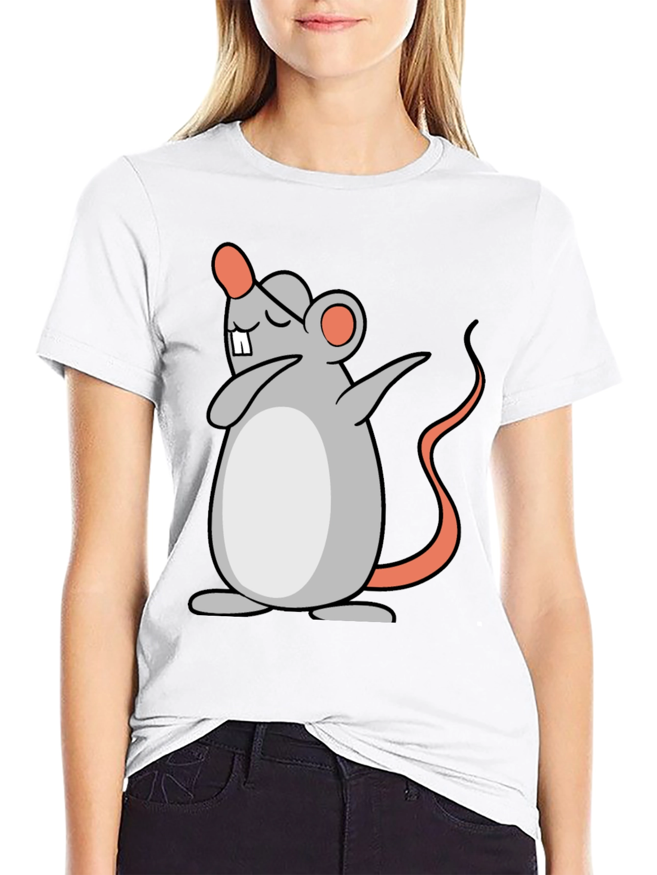 Black Dabbing Mouse Graphic Tee - Black Cotton T-Shirt view 9