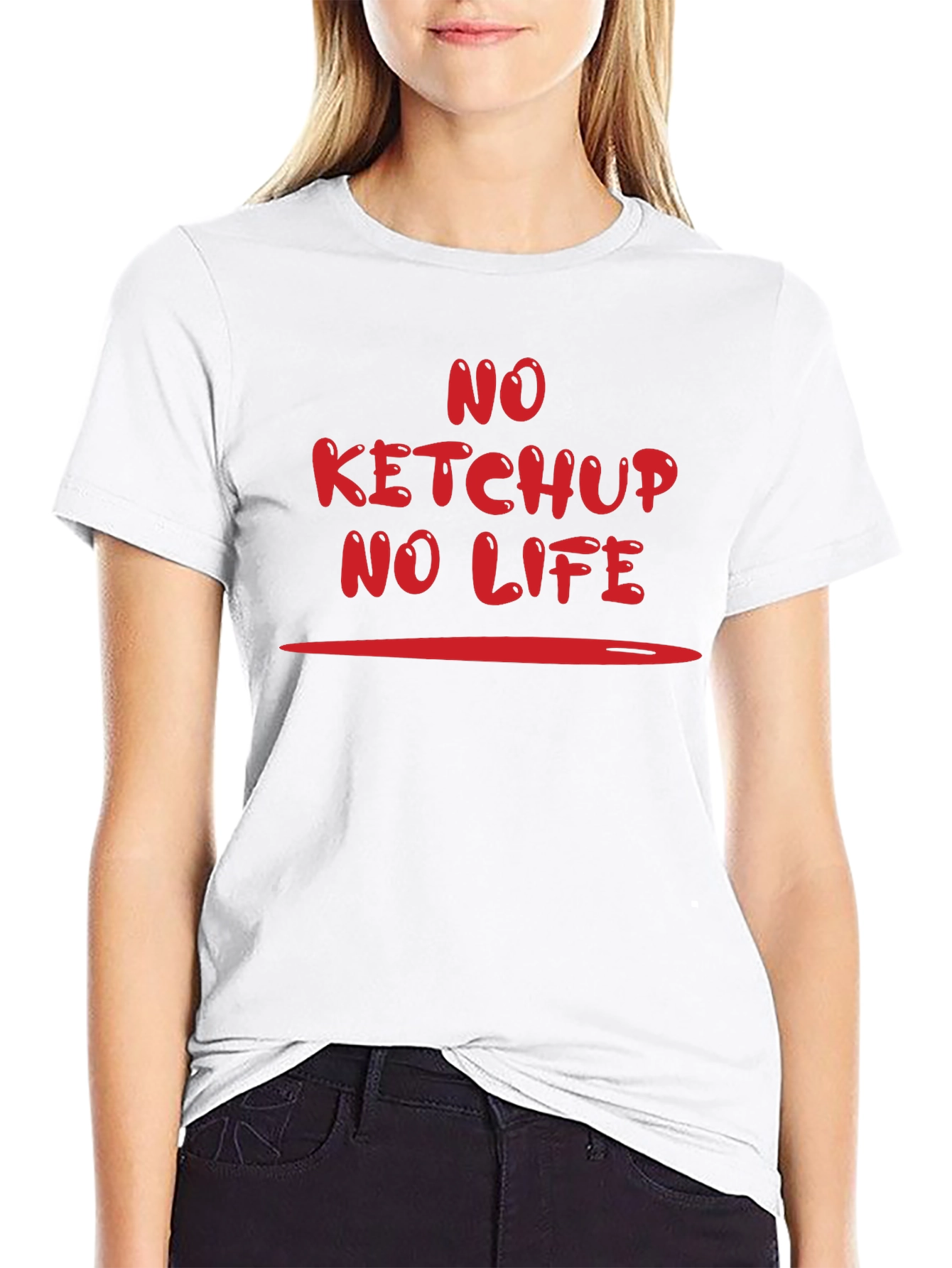 Black No Ketchup No Life Graphic T-Shirt view 9