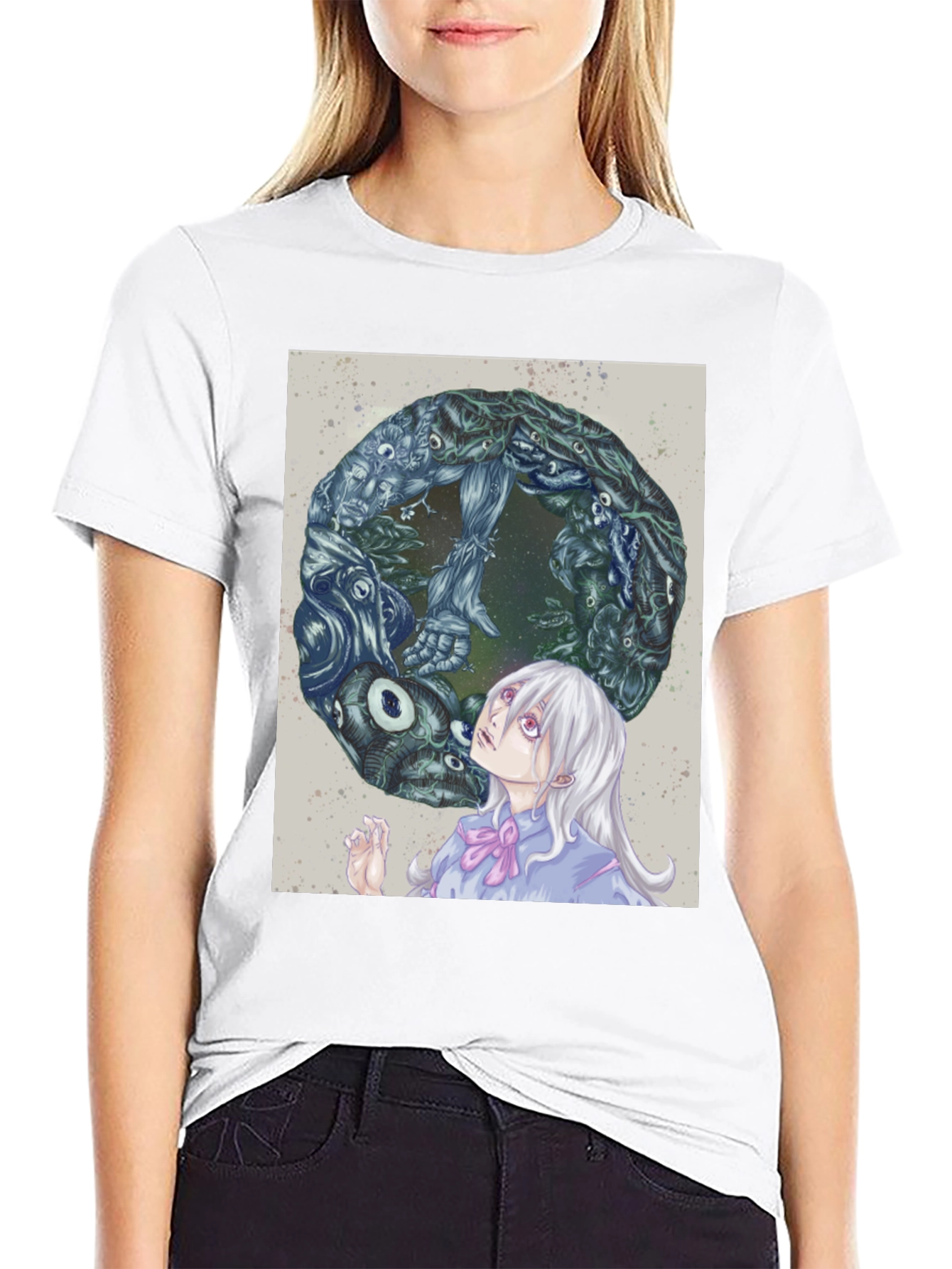 Black Anime Graphic Print Black T-Shirt view 9