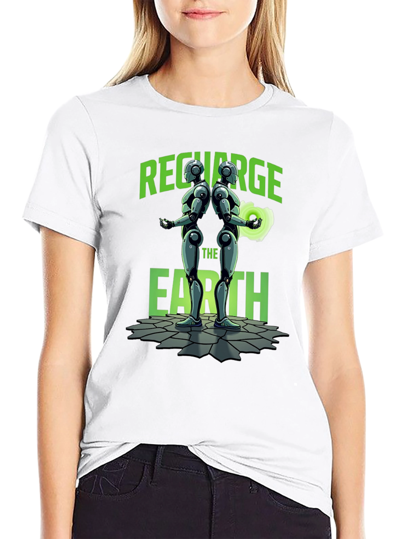 Black Recharge The Earth Graphic T-Shirt - Black view 9