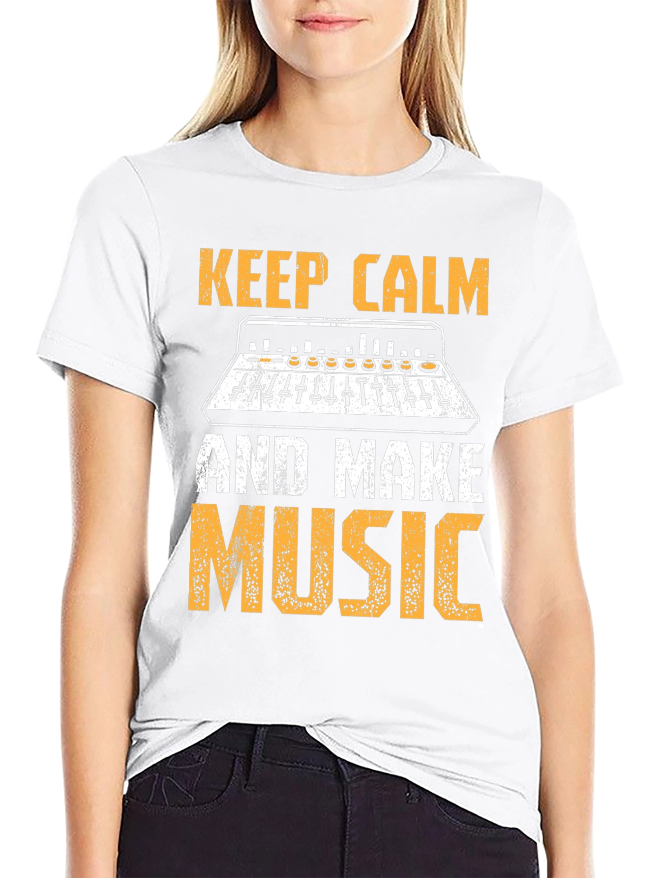Black Keep Calm and Make Music T-Shirt view 9