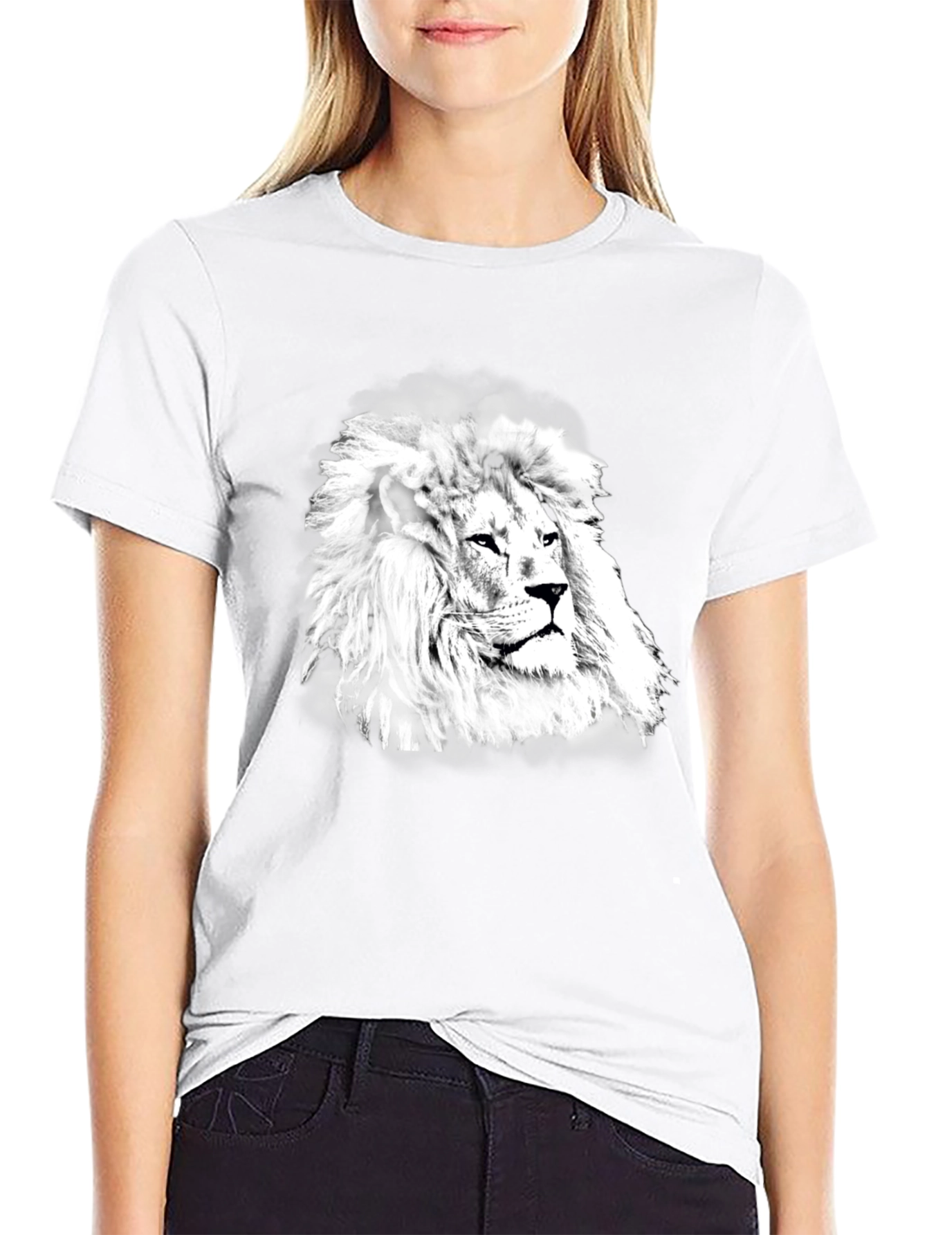 Black Lion Graphic Print Black T-Shirt view 9