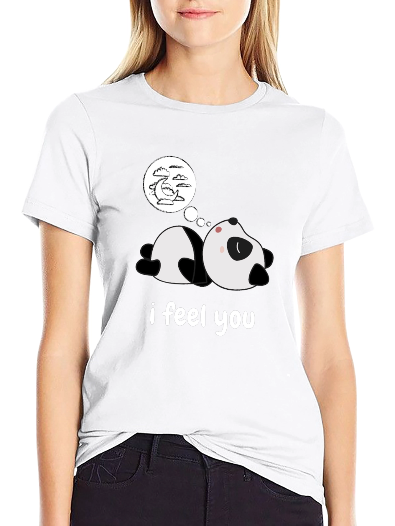 Black Dreamy Panda Black T-Shirt - I Feel You view 9