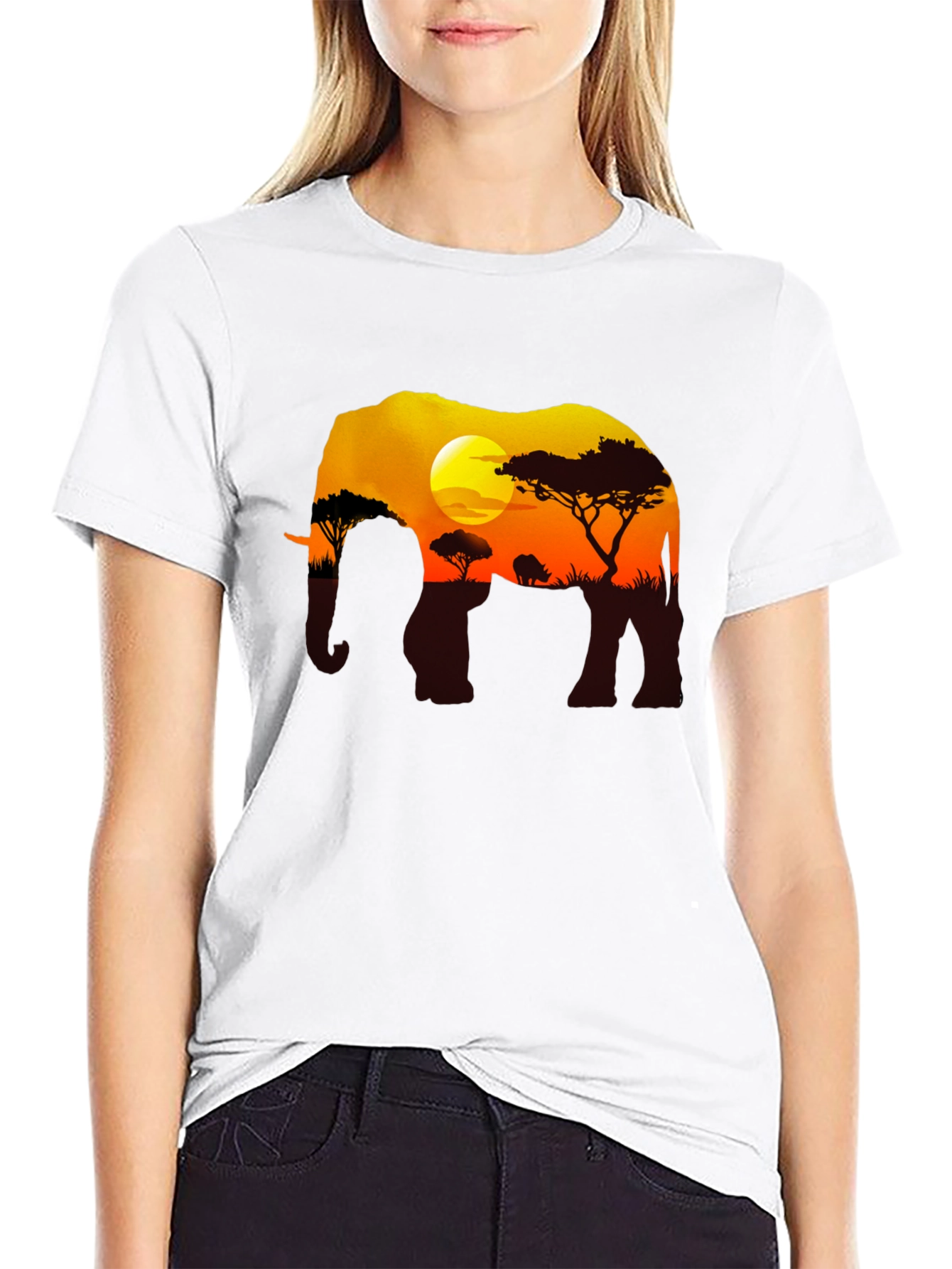 Black Elephant Sunset Graphic Tee - Black Safari Shirt view 9